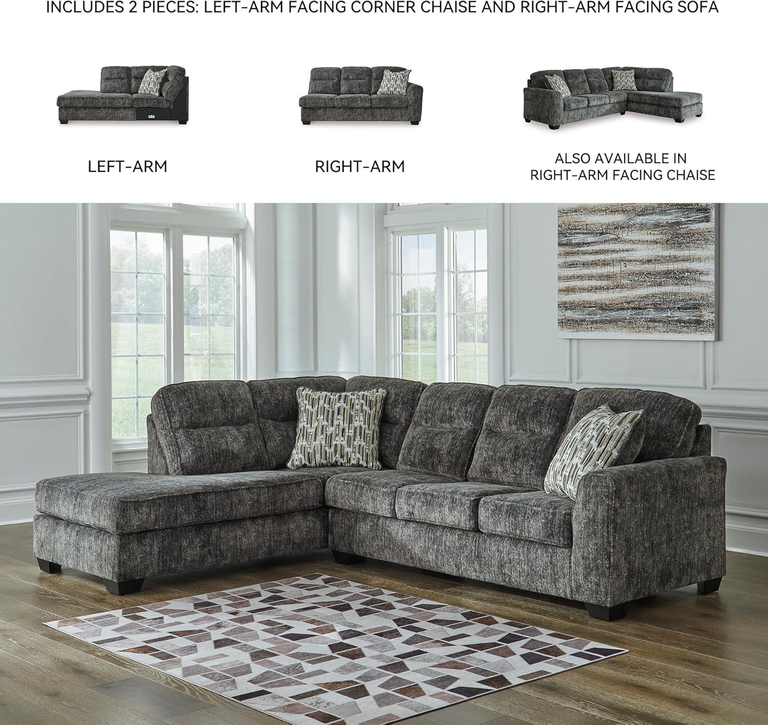 imageSignature Design by Ashley Lonoke Casual LeftArm Facing 2Piece Sectional with Chaise Loose Seat Cushions Throw Pillows Included GrayGunmetal