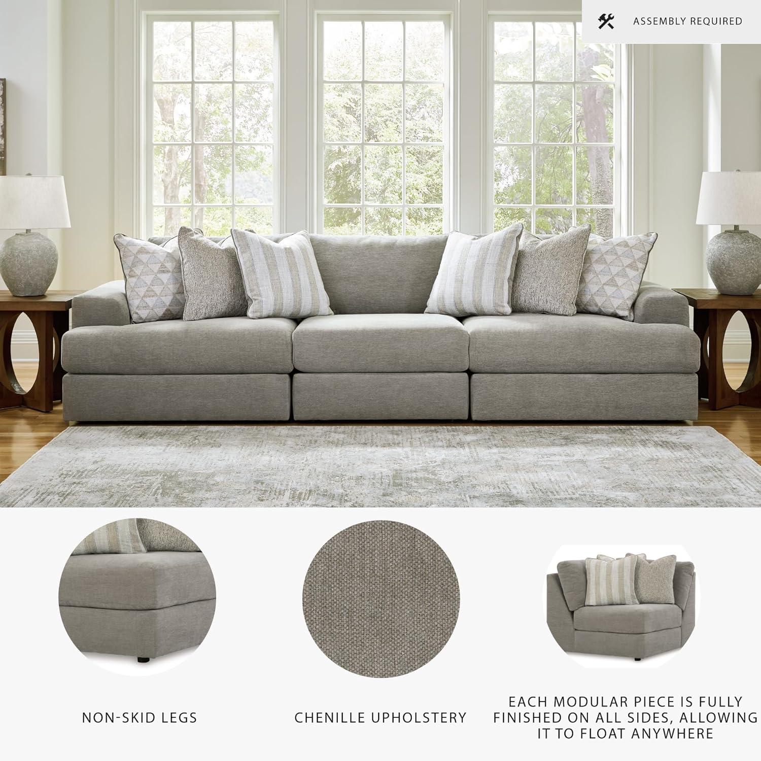 imageSignature Design by Ashley Mahoney Contemporary Oversized Accent Ottoman Light GrayGrey