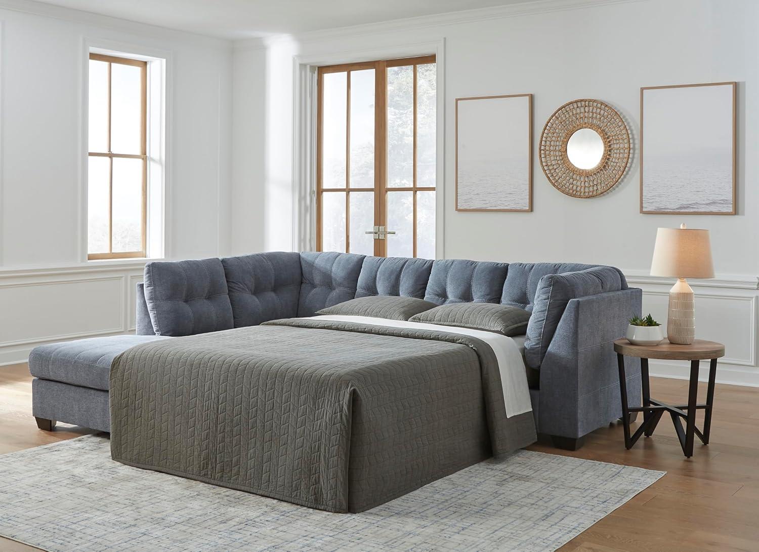 imageSignature Design by Ashley Marleton Contemporary RightArm Facing Tufted 2Piece Sectional with Chaise and Loose Seat Cushions Light GrayBlue