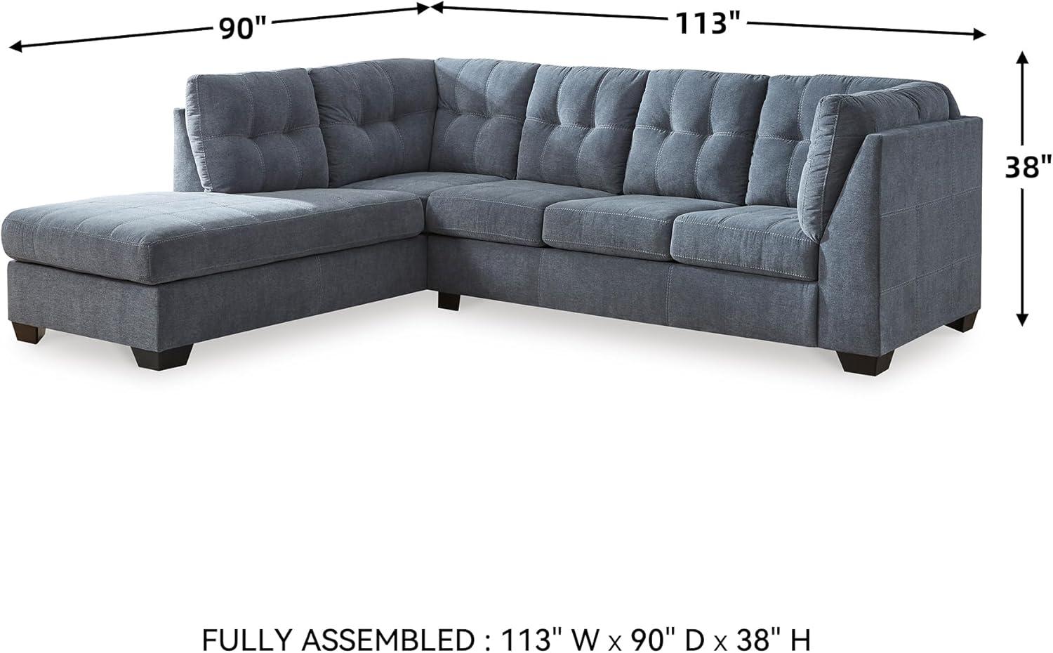 imageSignature Design by Ashley Marleton Contemporary RightArm Facing Tufted 2Piece Sectional with Chaise and Loose Seat Cushions Light GrayBlue