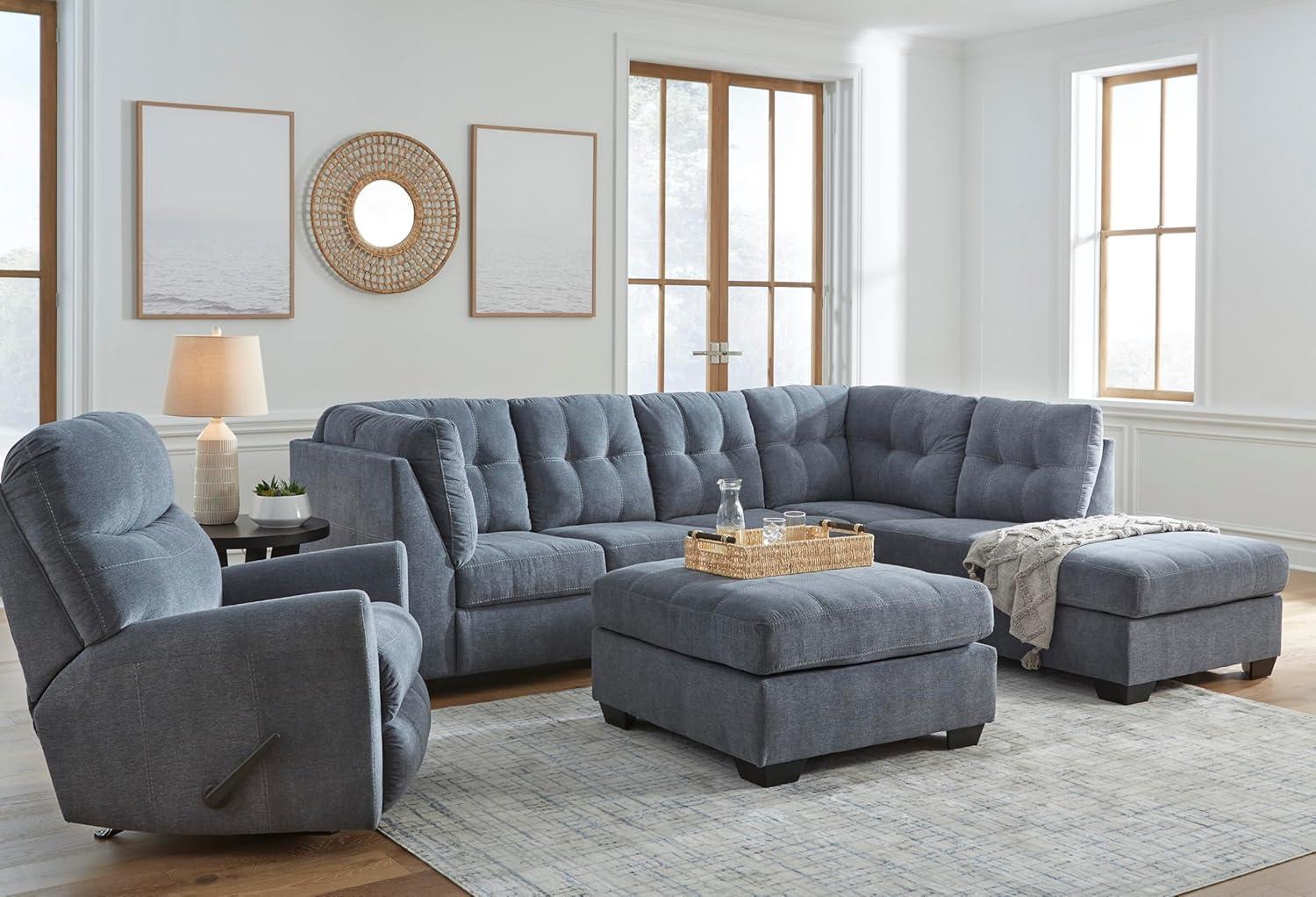 imageSignature Design by Ashley Marleton Contemporary RightArm Facing Tufted 2Piece Sectional with Chaise and Loose Seat Cushions Light GrayBlue