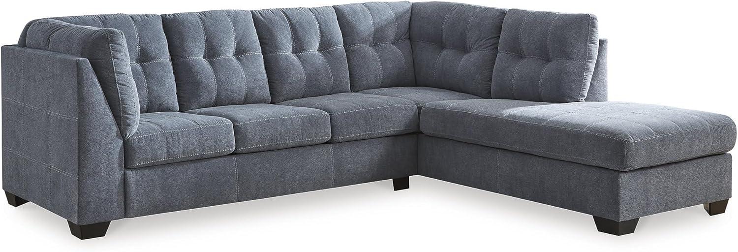 imageSignature Design by Ashley Marleton Contemporary RightArm Facing Tufted 2Piece Sectional with Chaise and Loose Seat Cushions Light GrayBlue
