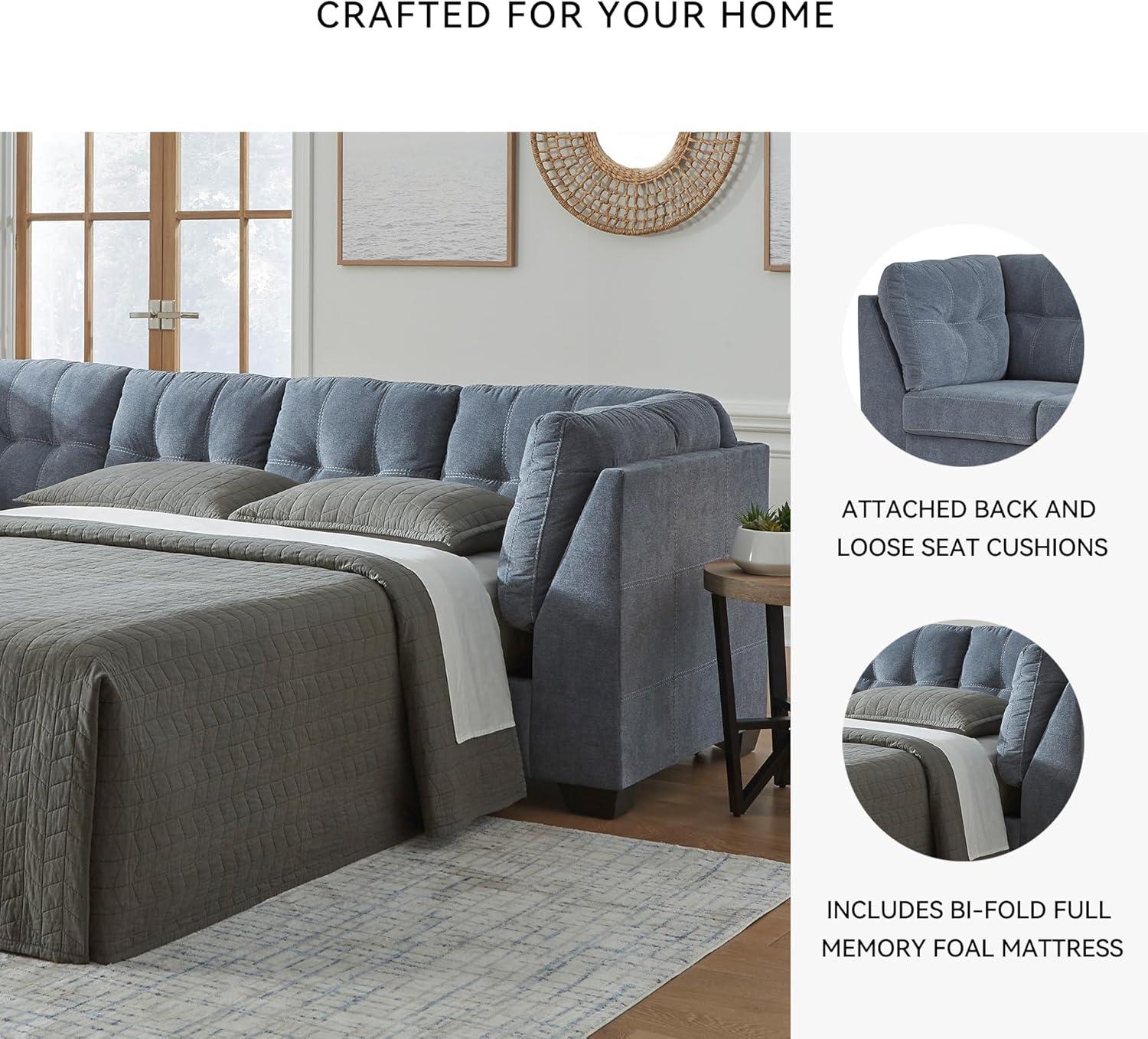 imageSignature Design by Ashley Marleton Contemporary RightArm Facing Tufted 2Piece Sectional with Chaise and Loose Seat Cushions Light GrayBlue