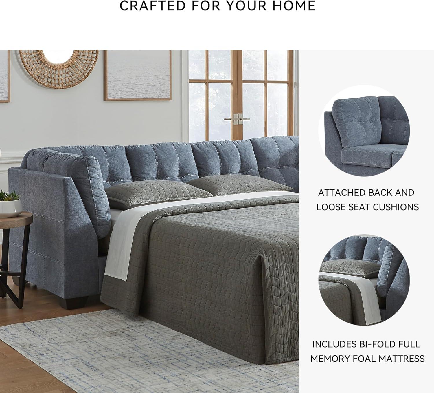 imageSignature Design by Ashley Marleton Contemporary RightArm Facing Tufted 2Piece Sectional with Chaise and Loose Seat Cushions Light GrayBlue