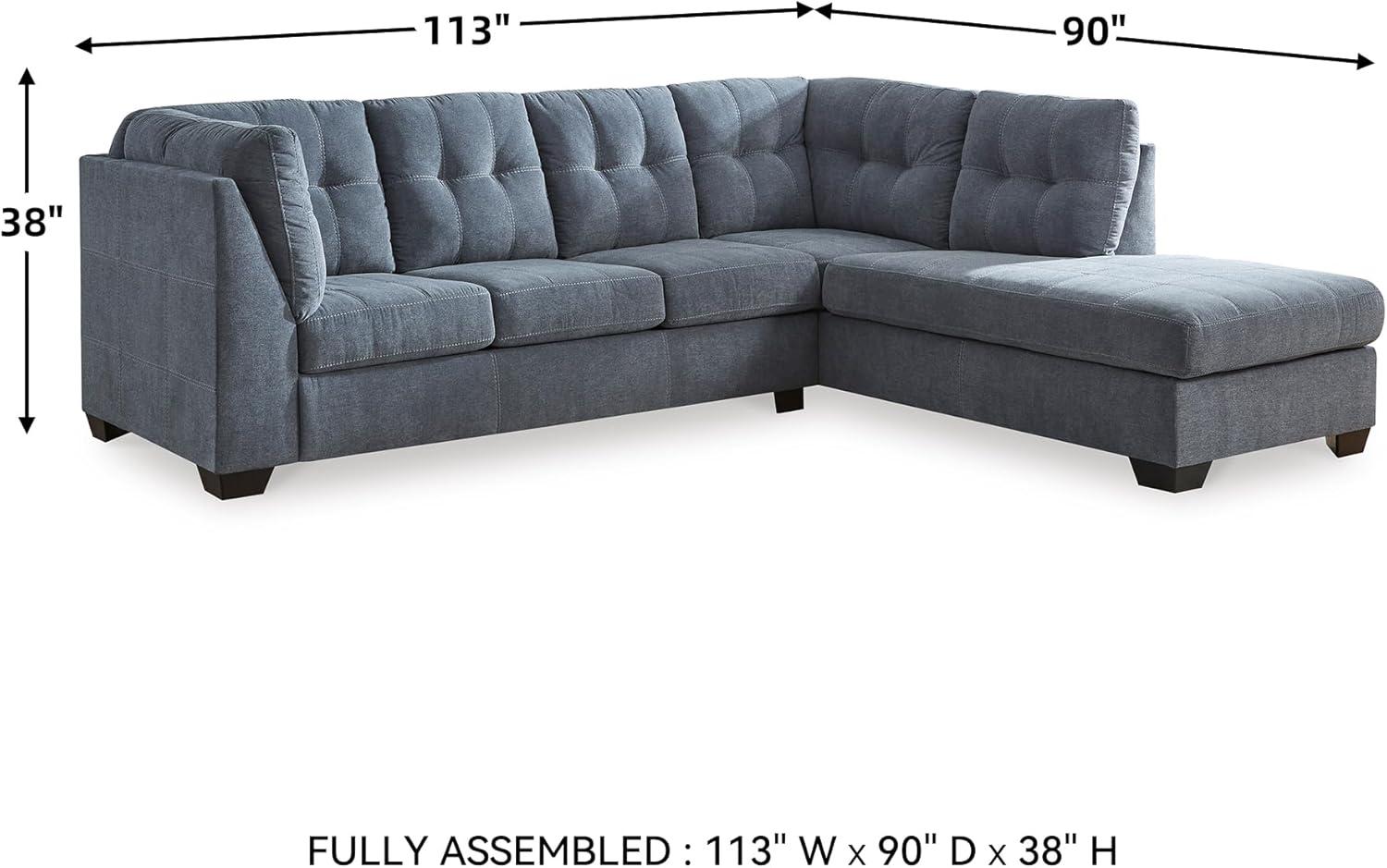 imageSignature Design by Ashley Marleton Contemporary RightArm Facing Tufted 2Piece Sectional with Chaise and Loose Seat Cushions Light GrayBlue