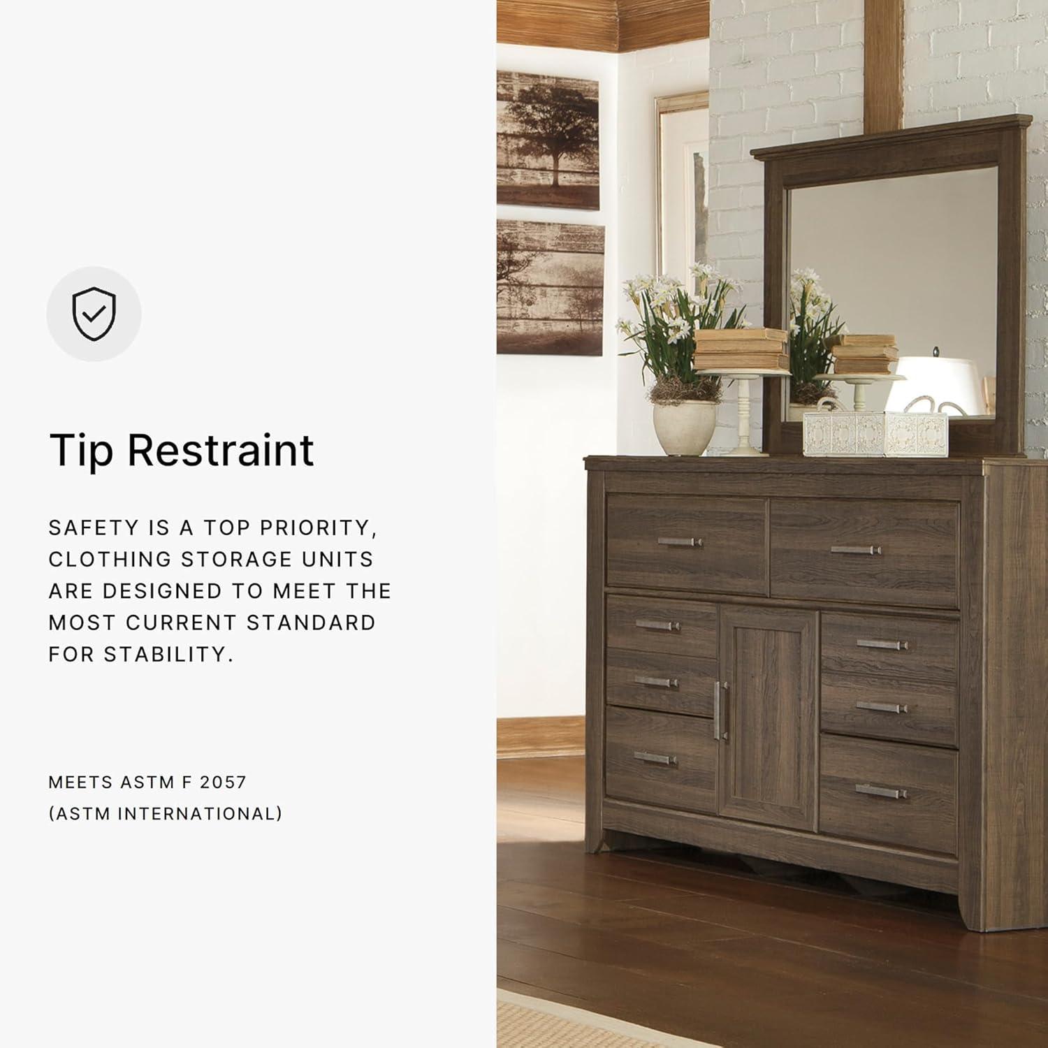 imageSignature Design by Ashley Porter Traditional SmoothGliding 7Drawer Dresser and Mirror with Safety Stop FeltLined Top Drawers and PullOut Tray Dark BrownNatural Brown