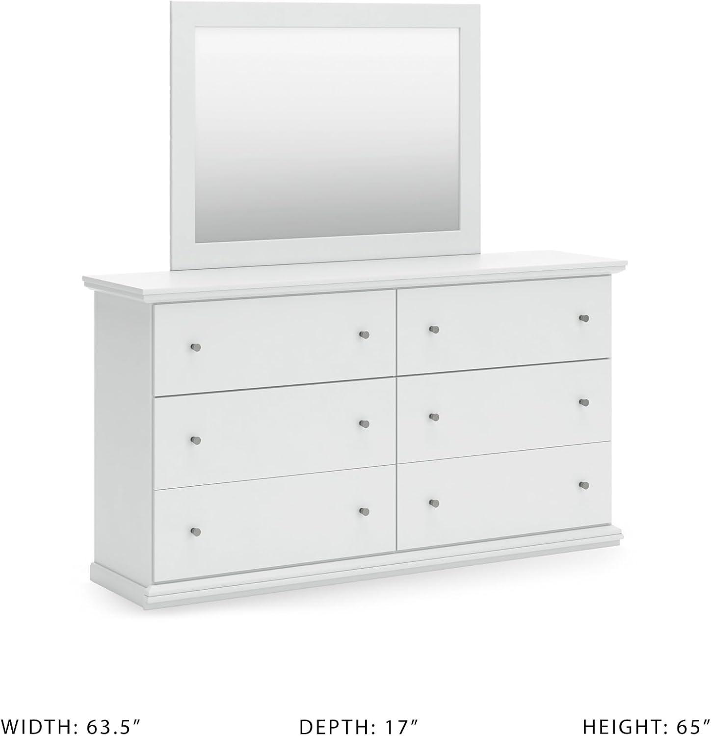 imageSignature Design by Ashley Porter Traditional SmoothGliding 7Drawer Dresser and Mirror with Safety Stop FeltLined Top Drawers and PullOut Tray Dark BrownWhite