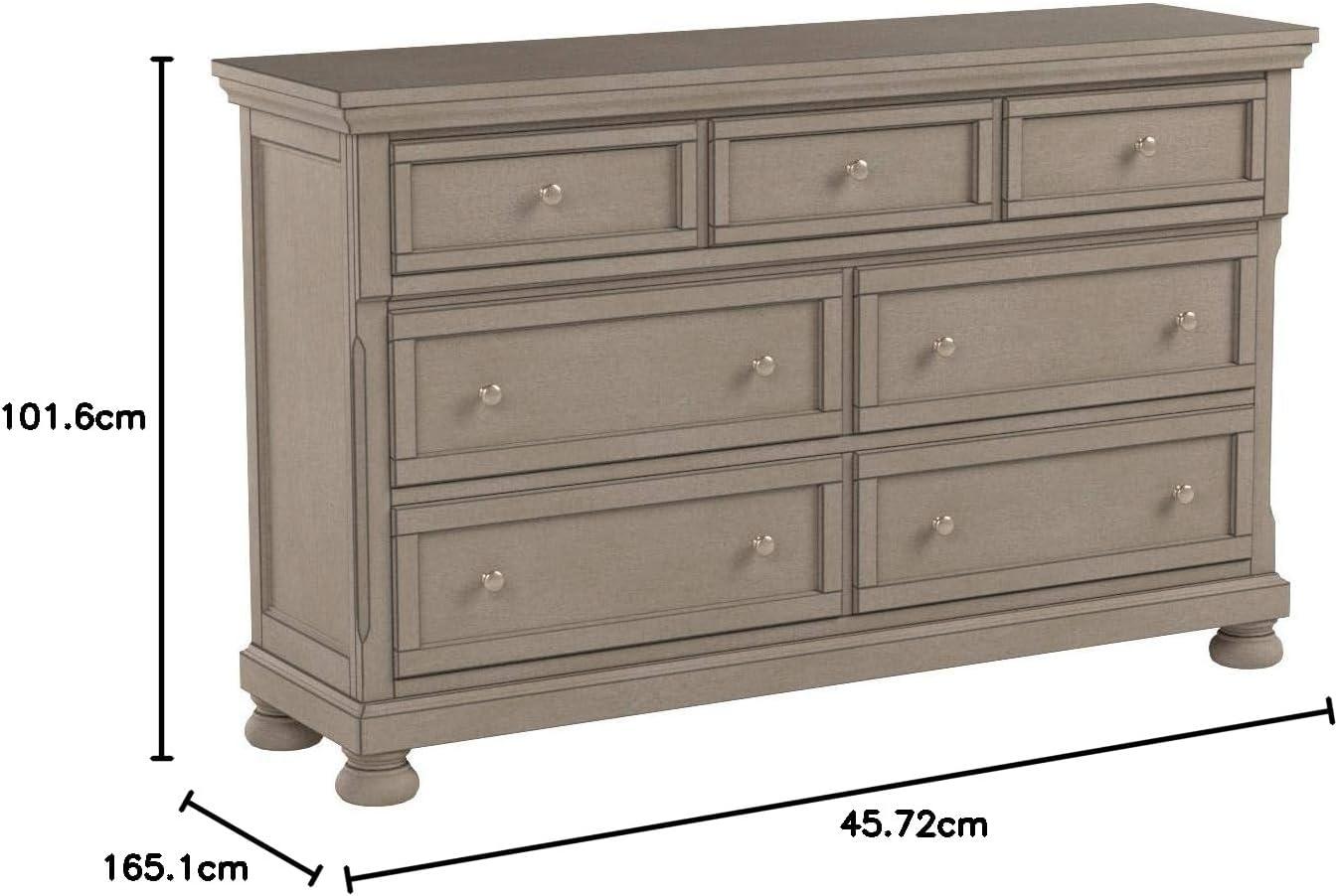 imageSignature Design by Ashley Porter Traditional SmoothGliding 7Drawer Dresser and Mirror with Safety Stop FeltLined Top Drawers and PullOut Tray Dark BrownLight Gray