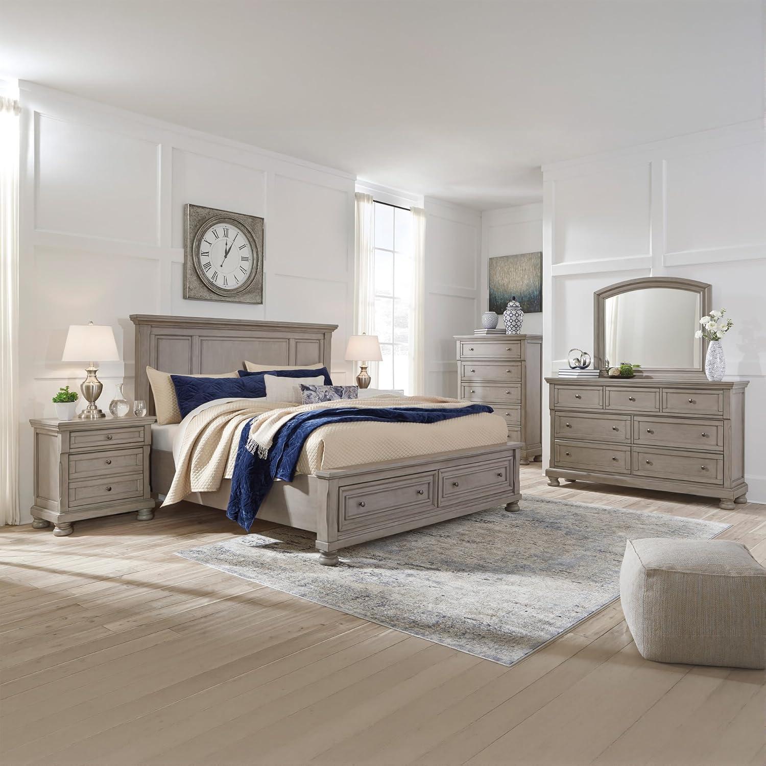 imageSignature Design by Ashley Porter Traditional SmoothGliding 7Drawer Dresser and Mirror with Safety Stop FeltLined Top Drawers and PullOut Tray Dark BrownLight Gray