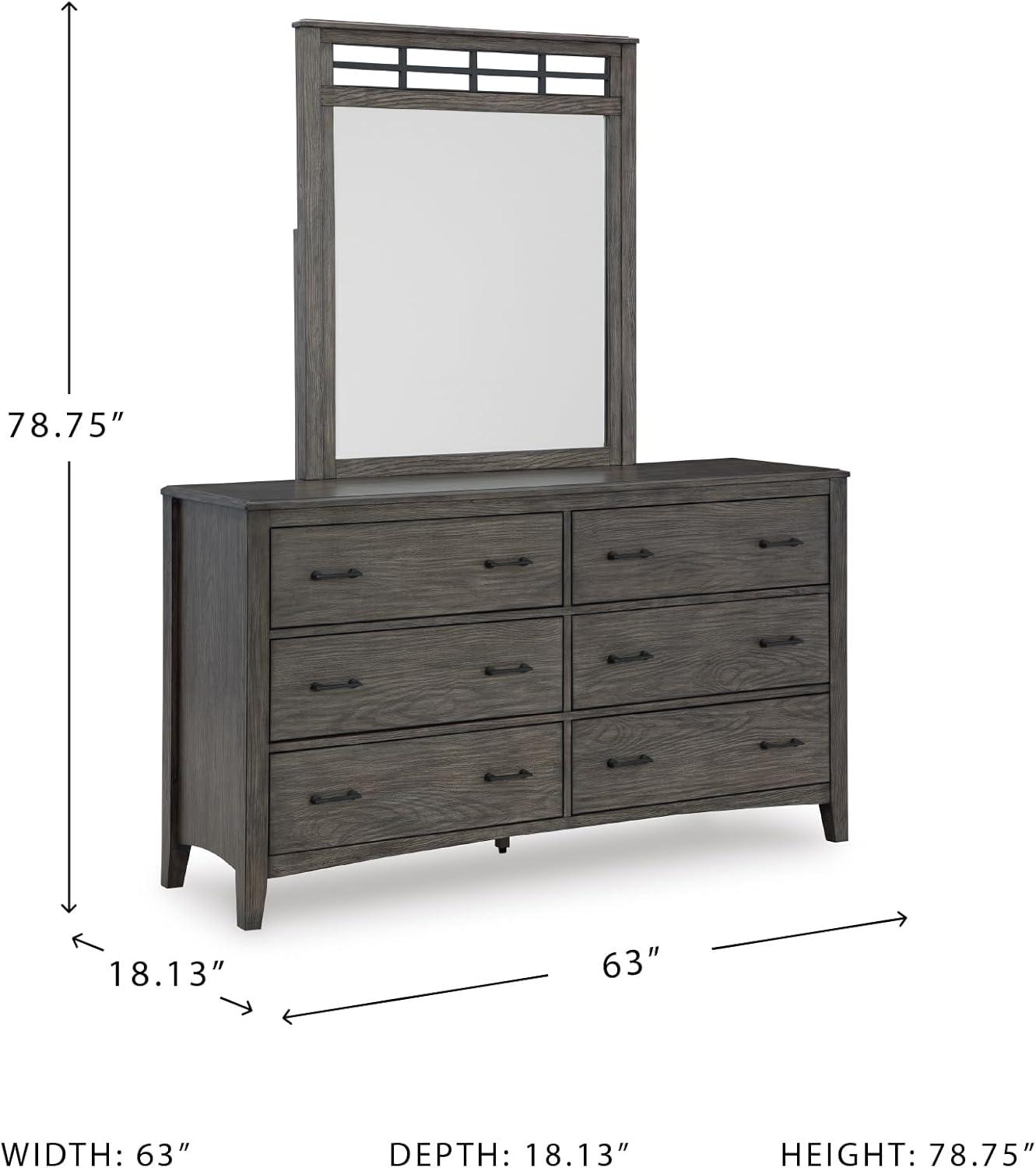 imageSignature Design by Ashley Porter Traditional SmoothGliding 7Drawer Dresser and Mirror with Safety Stop FeltLined Top Drawers and PullOut Tray Dark BrownGrayish Brown