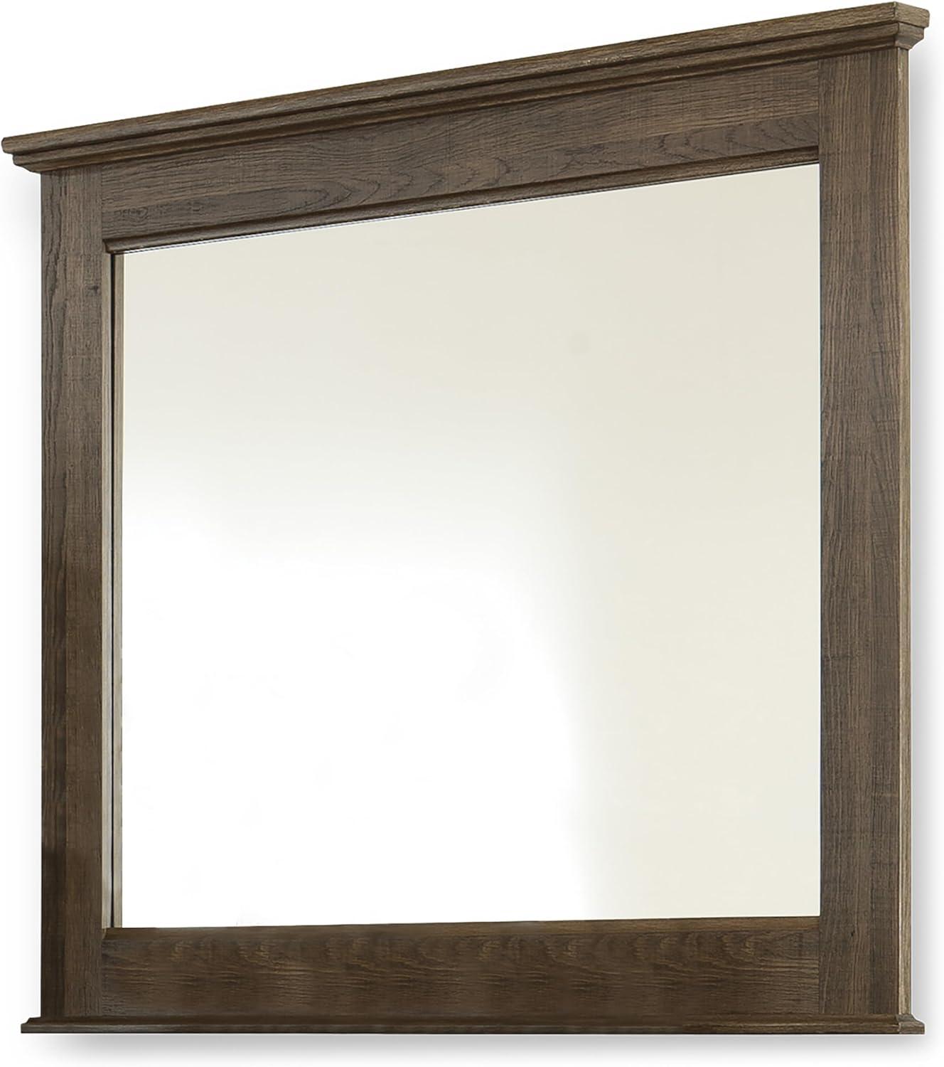 imageSignature Design by Ashley Porter Traditional SmoothGliding 7Drawer Dresser and Mirror with Safety Stop FeltLined Top Drawers and PullOut Tray Dark BrownNatural Brown
