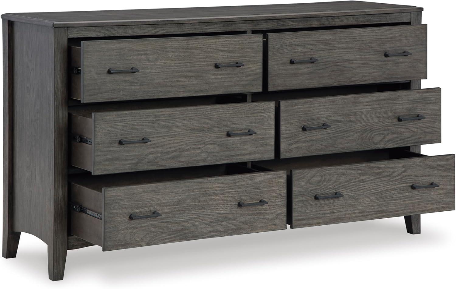 imageSignature Design by Ashley Porter Traditional SmoothGliding 7Drawer Dresser and Mirror with Safety Stop FeltLined Top Drawers and PullOut Tray Dark BrownGrayish Brown