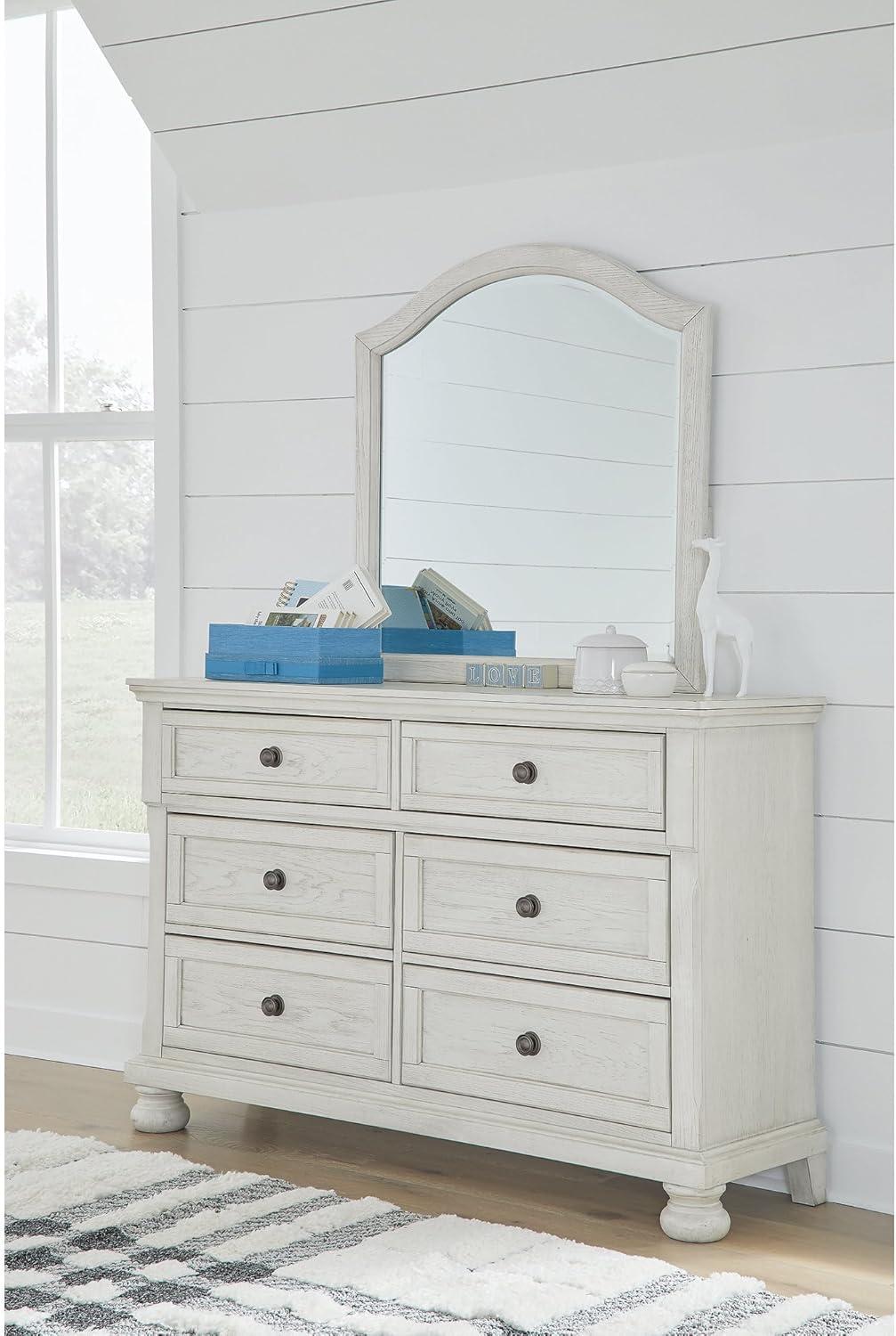 imageSignature Design by Ashley Porter Traditional SmoothGliding 7Drawer Dresser and Mirror with Safety Stop FeltLined Top Drawers and PullOut Tray Dark BrownWhitewash