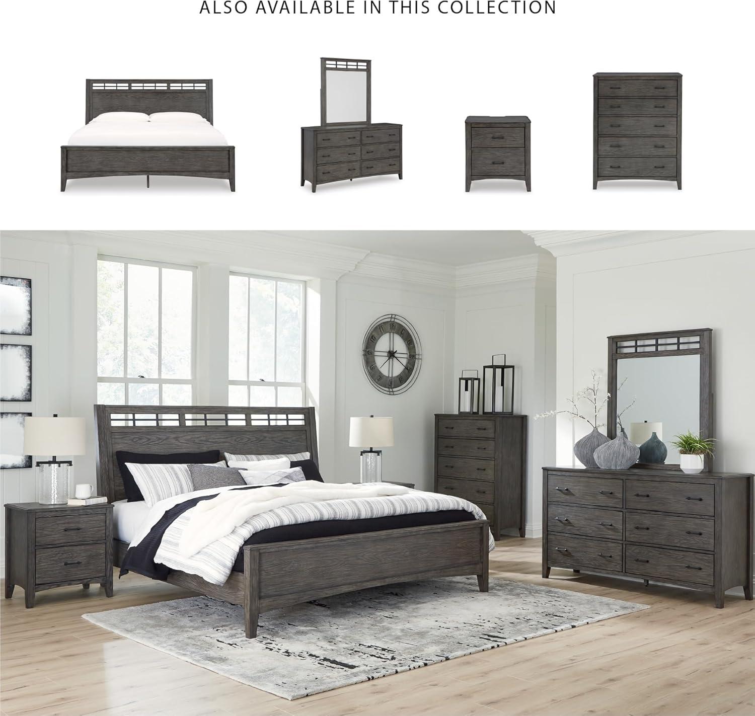 imageSignature Design by Ashley Porter Traditional SmoothGliding 7Drawer Dresser and Mirror with Safety Stop FeltLined Top Drawers and PullOut Tray Dark BrownGrayish Brown