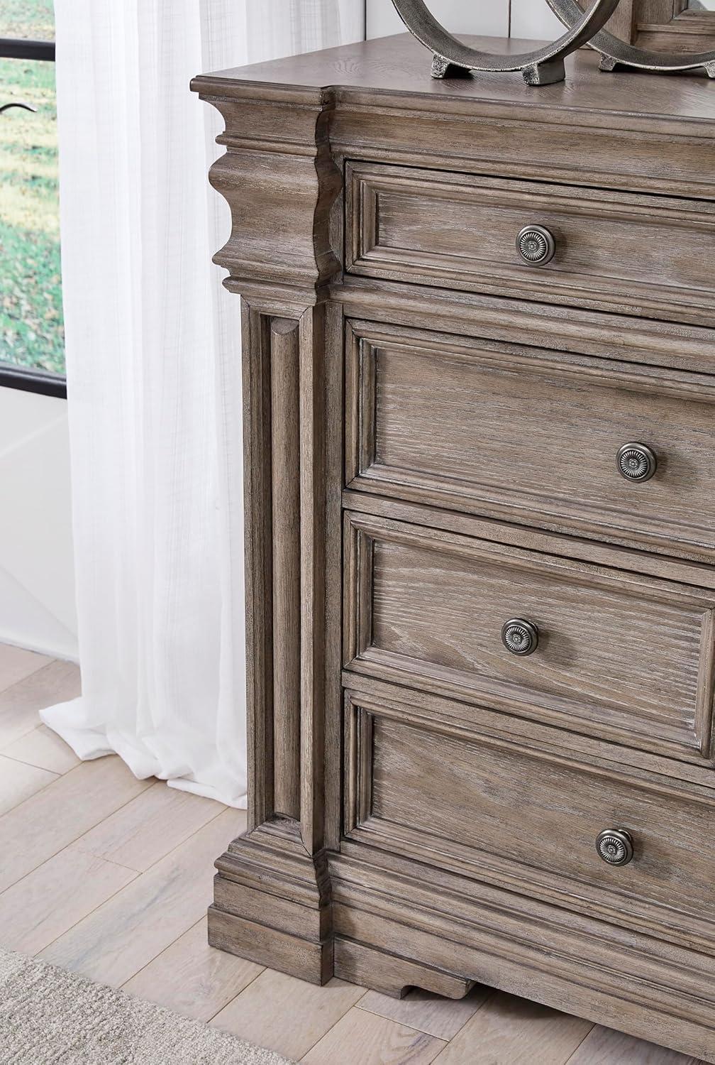 imageSignature Design by Ashley Porter Traditional SmoothGliding 7Drawer Dresser and Mirror with Safety Stop FeltLined Top Drawers and PullOut Tray Dark BrownLight Grayish Brown