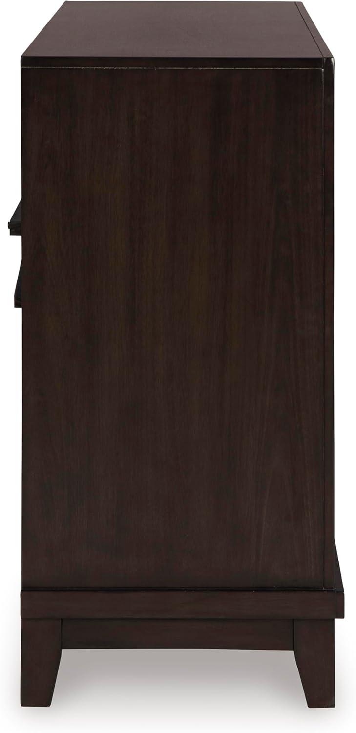 imageSignature Design by Ashley Porter Traditional SmoothGliding 7Drawer Dresser and Mirror with Safety Stop FeltLined Top Drawers and PullOut Tray Dark BrownDark Grayish Brown