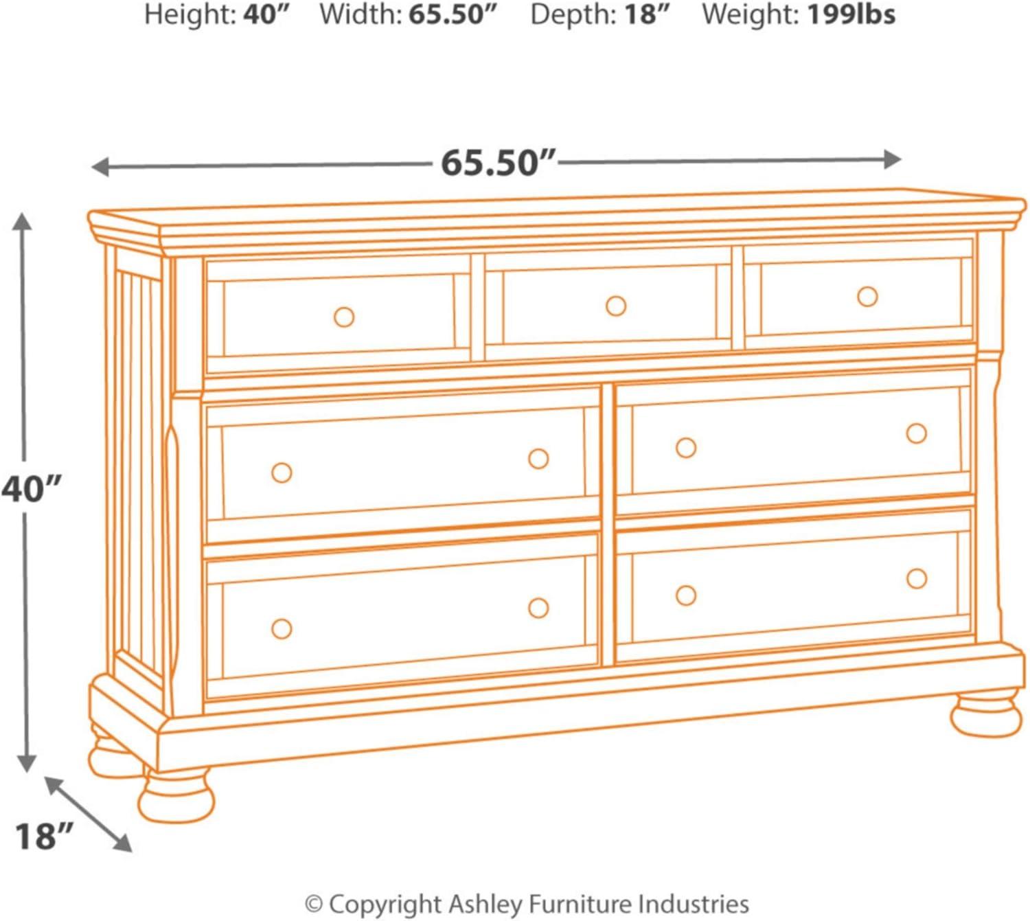 imageSignature Design by Ashley Porter Traditional SmoothGliding 7Drawer Dresser and Mirror with Safety Stop FeltLined Top Drawers and PullOut Tray Dark BrownBrown