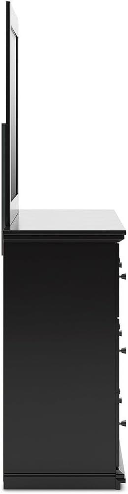 imageSignature Design by Ashley Porter Traditional SmoothGliding 7Drawer Dresser and Mirror with Safety Stop FeltLined Top Drawers and PullOut Tray Dark BrownBlack