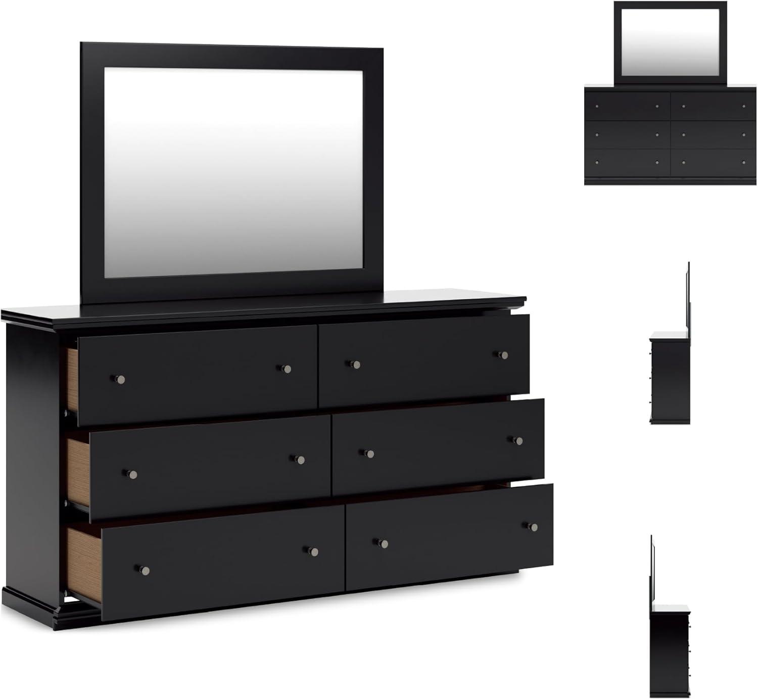 imageSignature Design by Ashley Porter Traditional SmoothGliding 7Drawer Dresser and Mirror with Safety Stop FeltLined Top Drawers and PullOut Tray Dark BrownBlack