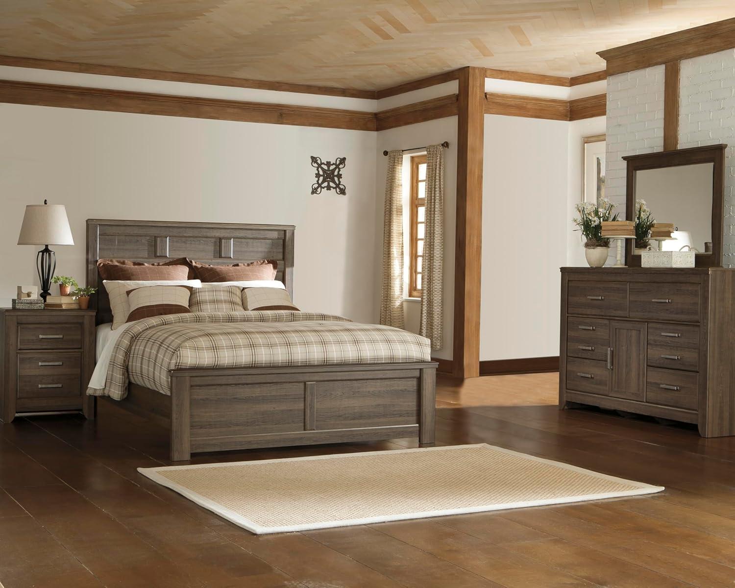 imageSignature Design by Ashley Porter Traditional SmoothGliding 7Drawer Dresser and Mirror with Safety Stop FeltLined Top Drawers and PullOut Tray Dark BrownNatural Brown