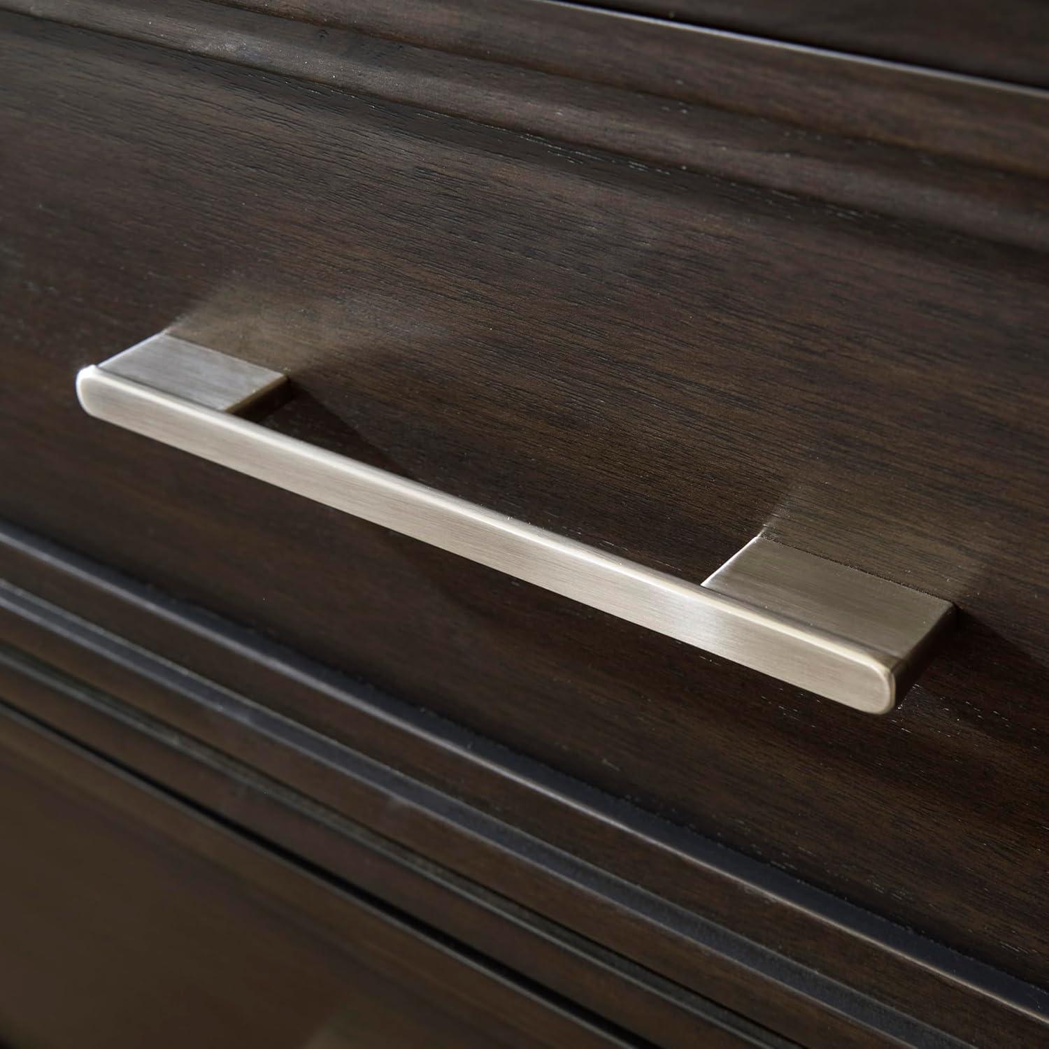 imageSignature Design by Ashley Porter Traditional SmoothGliding 7Drawer Dresser and Mirror with Safety Stop FeltLined Top Drawers and PullOut Tray Dark BrownDark Grayish Brown