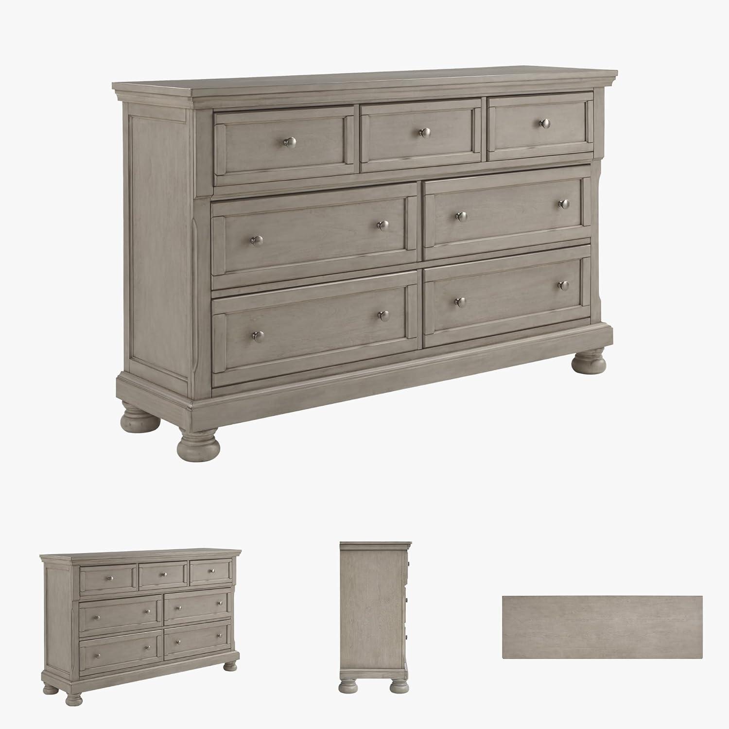 imageSignature Design by Ashley Porter Traditional SmoothGliding 7Drawer Dresser and Mirror with Safety Stop FeltLined Top Drawers and PullOut Tray Dark BrownLight Gray