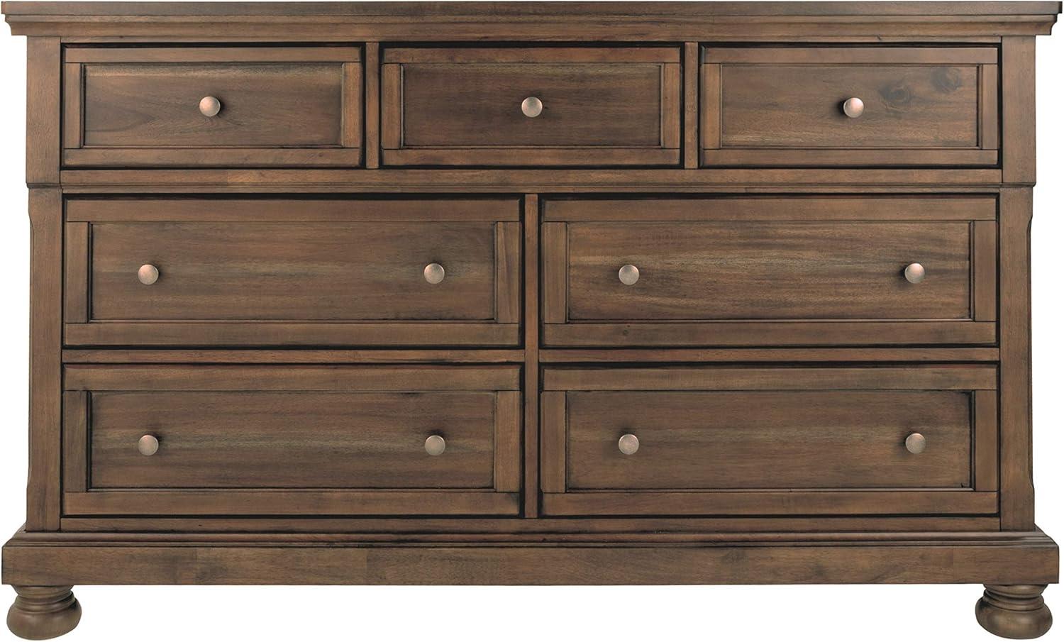 imageSignature Design by Ashley Porter Traditional SmoothGliding 7Drawer Dresser and Mirror with Safety Stop FeltLined Top Drawers and PullOut Tray Dark BrownBrown
