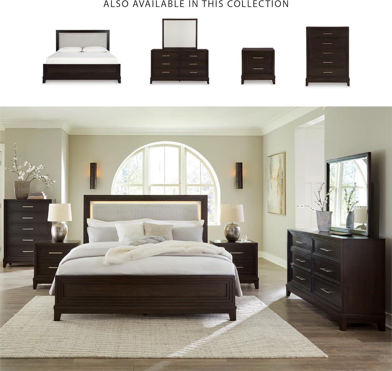 imageSignature Design by Ashley Porter Traditional SmoothGliding 7Drawer Dresser and Mirror with Safety Stop FeltLined Top Drawers and PullOut Tray Dark BrownDark Grayish Brown