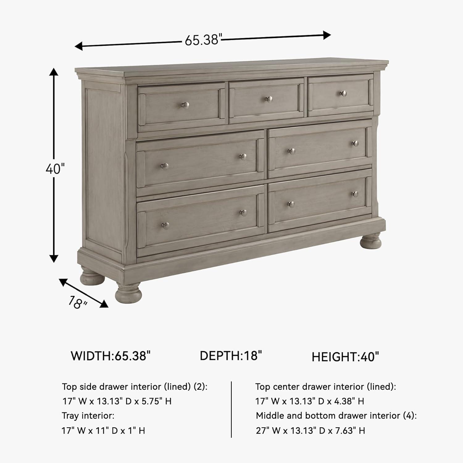 imageSignature Design by Ashley Porter Traditional SmoothGliding 7Drawer Dresser and Mirror with Safety Stop FeltLined Top Drawers and PullOut Tray Dark BrownLight Gray
