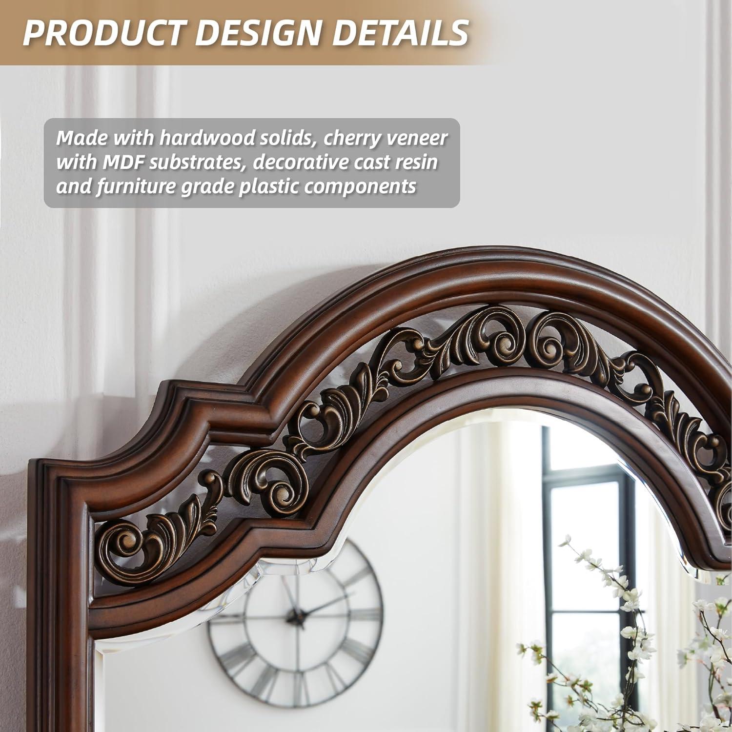 imageSignature Design by Ashley Porter Traditional SmoothGliding 7Drawer Dresser and Mirror with Safety Stop FeltLined Top Drawers and PullOut Tray Dark BrownBrown