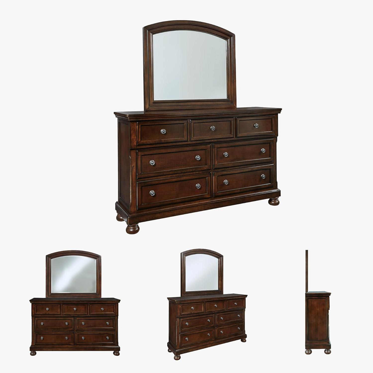 imageSignature Design by Ashley Porter Traditional SmoothGliding 7Drawer Dresser and Mirror with Safety Stop FeltLined Top Drawers and PullOut Tray Dark BrownDark Brown