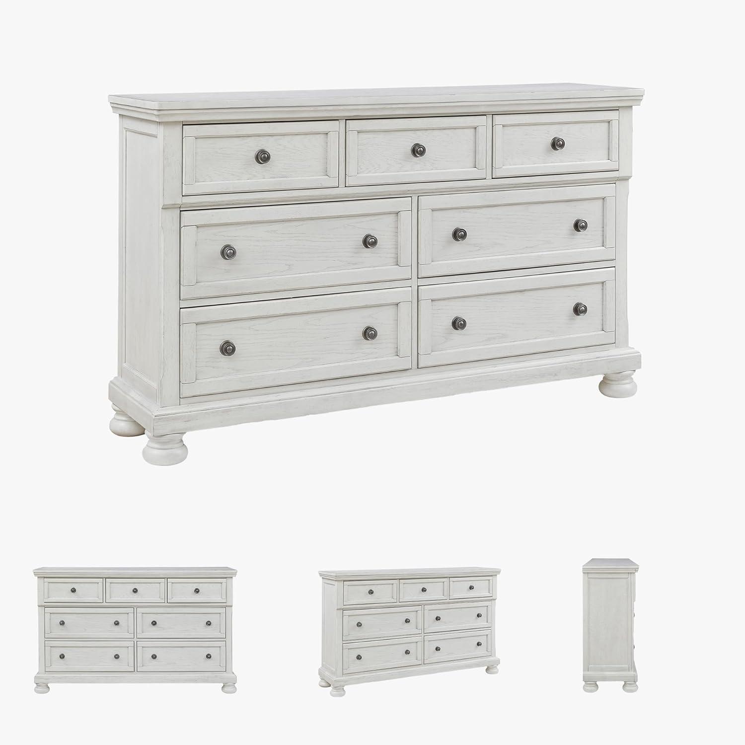 imageSignature Design by Ashley Porter Traditional SmoothGliding 7Drawer Dresser and Mirror with Safety Stop FeltLined Top Drawers and PullOut Tray Dark BrownWhite