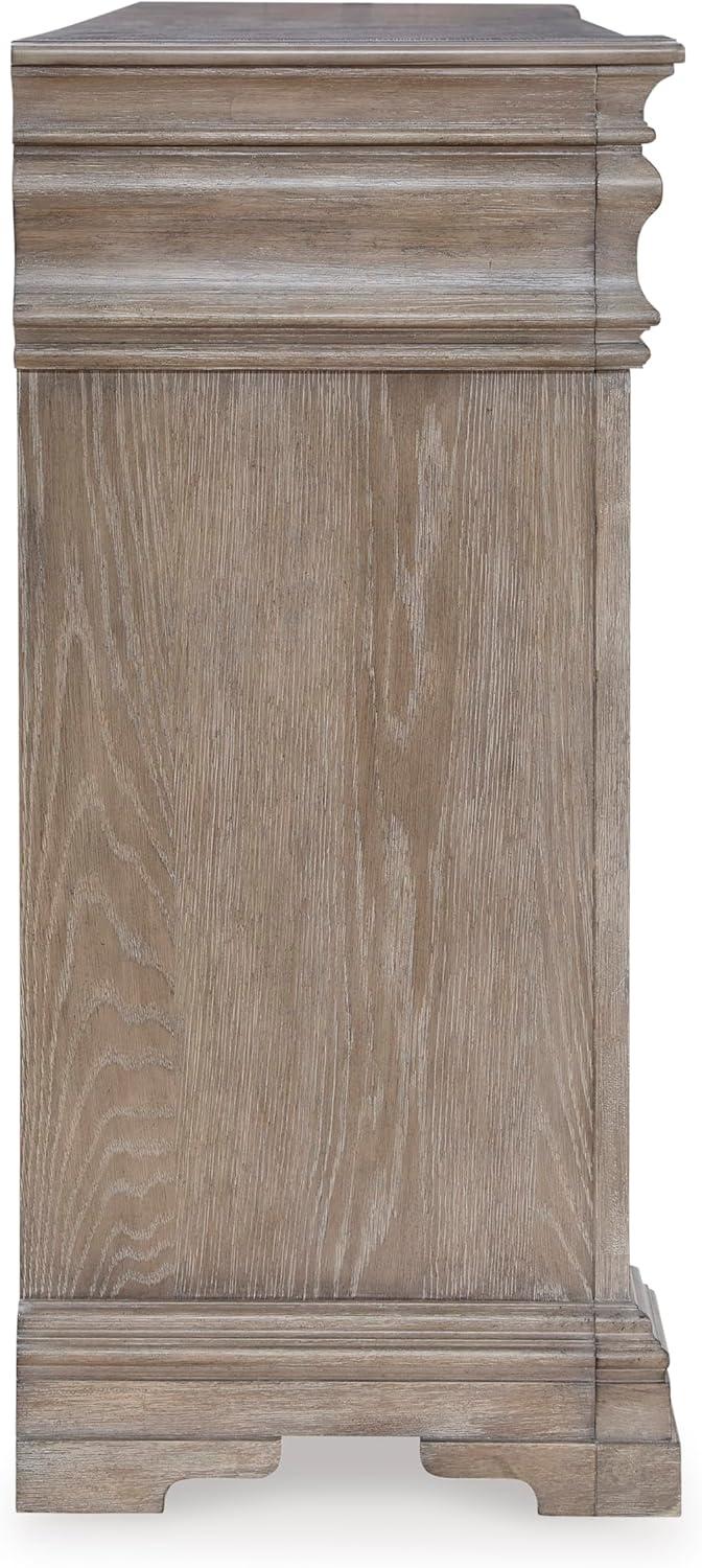 imageSignature Design by Ashley Porter Traditional SmoothGliding 7Drawer Dresser and Mirror with Safety Stop FeltLined Top Drawers and PullOut Tray Dark BrownLight Grayish Brown