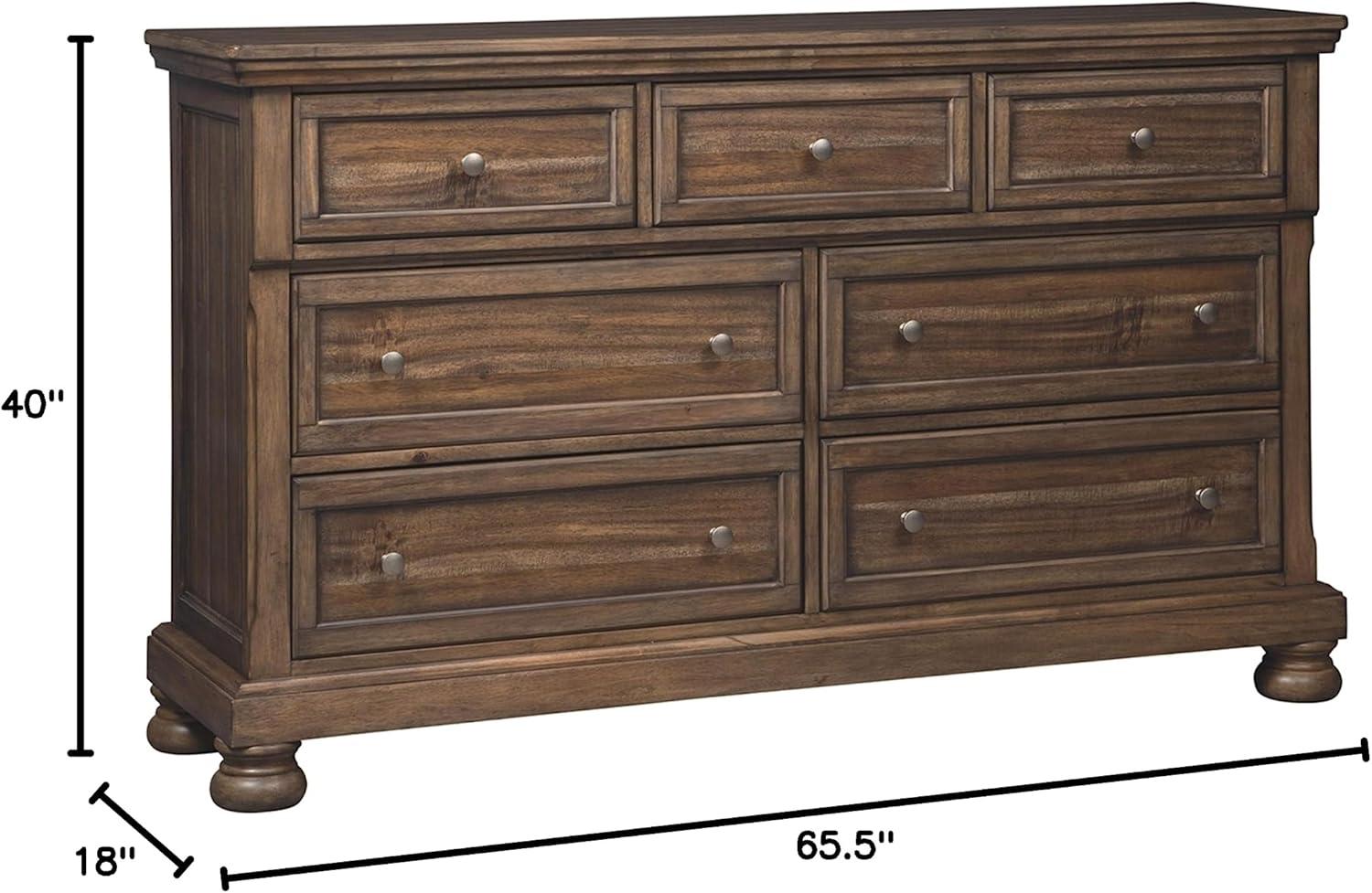 imageSignature Design by Ashley Porter Traditional SmoothGliding 7Drawer Dresser and Mirror with Safety Stop FeltLined Top Drawers and PullOut Tray Dark BrownBrown