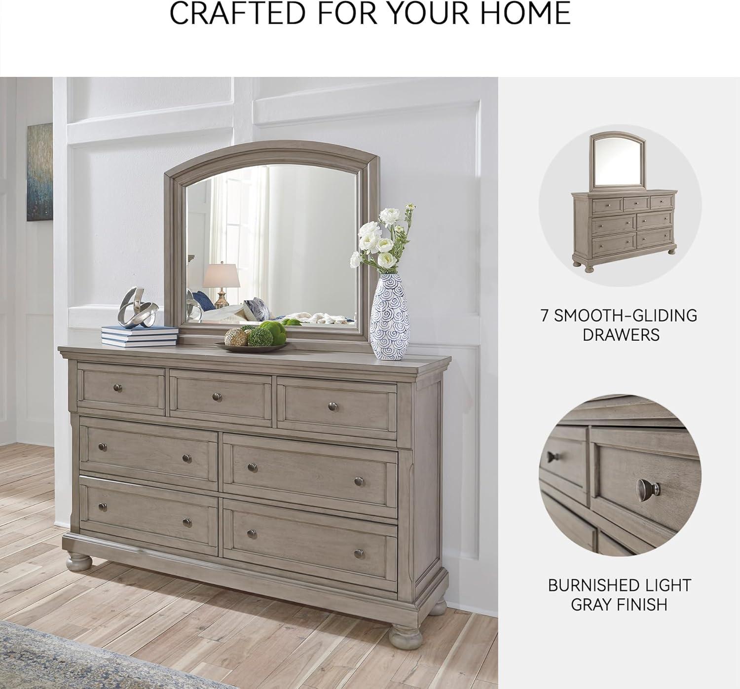 imageSignature Design by Ashley Porter Traditional SmoothGliding 7Drawer Dresser and Mirror with Safety Stop FeltLined Top Drawers and PullOut Tray Dark BrownLight Gray