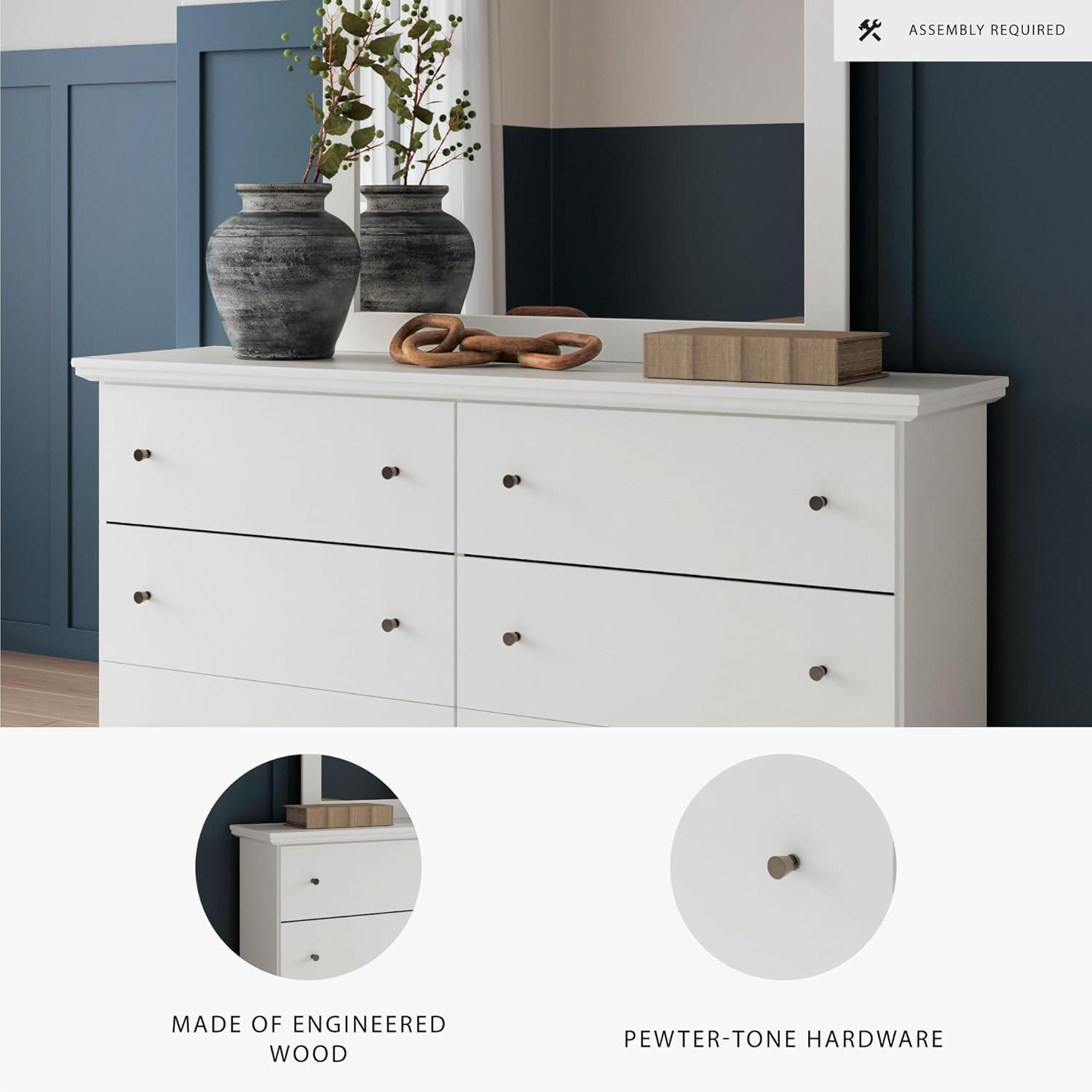 imageSignature Design by Ashley Porter Traditional SmoothGliding 7Drawer Dresser and Mirror with Safety Stop FeltLined Top Drawers and PullOut Tray Dark BrownWhite