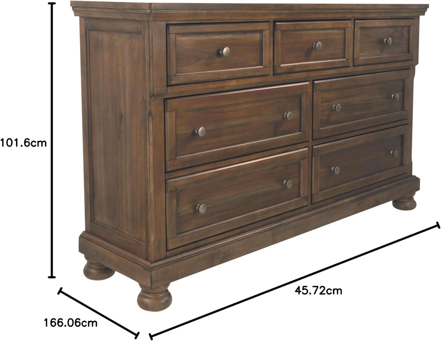 imageSignature Design by Ashley Porter Traditional SmoothGliding 7Drawer Dresser and Mirror with Safety Stop FeltLined Top Drawers and PullOut Tray Dark BrownBrown