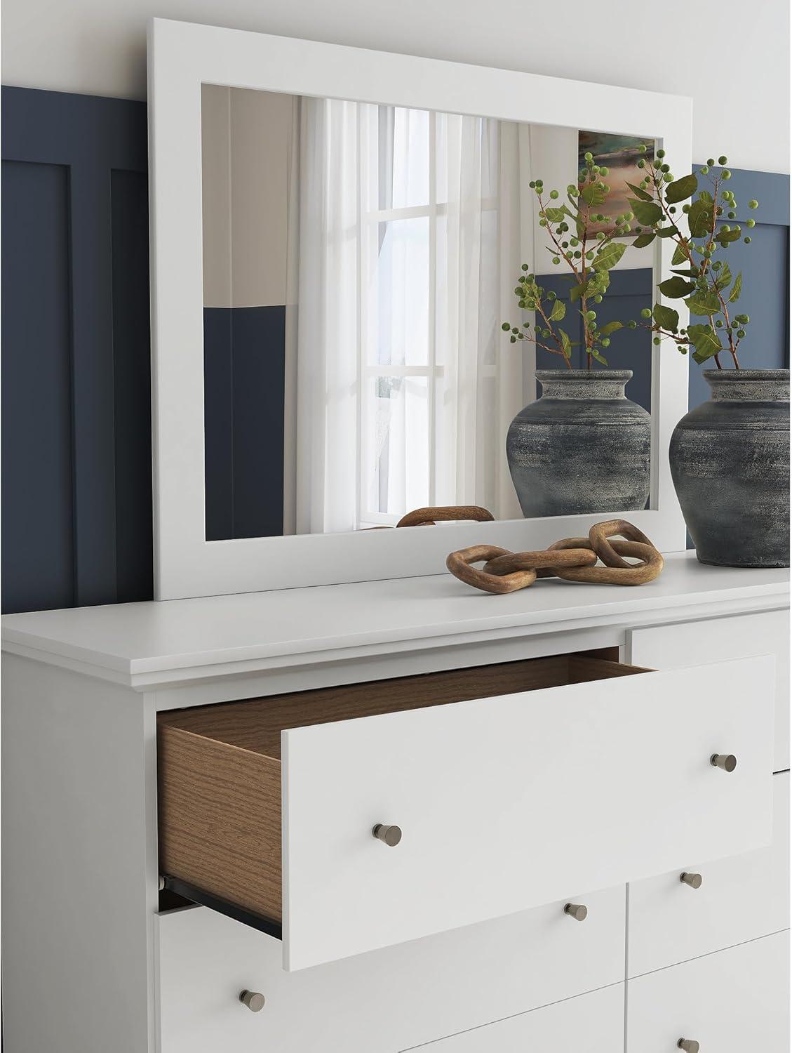 imageSignature Design by Ashley Porter Traditional SmoothGliding 7Drawer Dresser and Mirror with Safety Stop FeltLined Top Drawers and PullOut Tray Dark BrownWhite