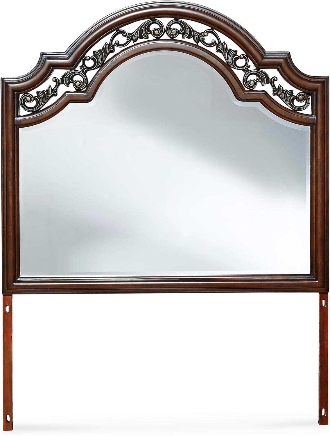 imageSignature Design by Ashley Porter Traditional SmoothGliding 7Drawer Dresser and Mirror with Safety Stop FeltLined Top Drawers and PullOut Tray Dark BrownBrown