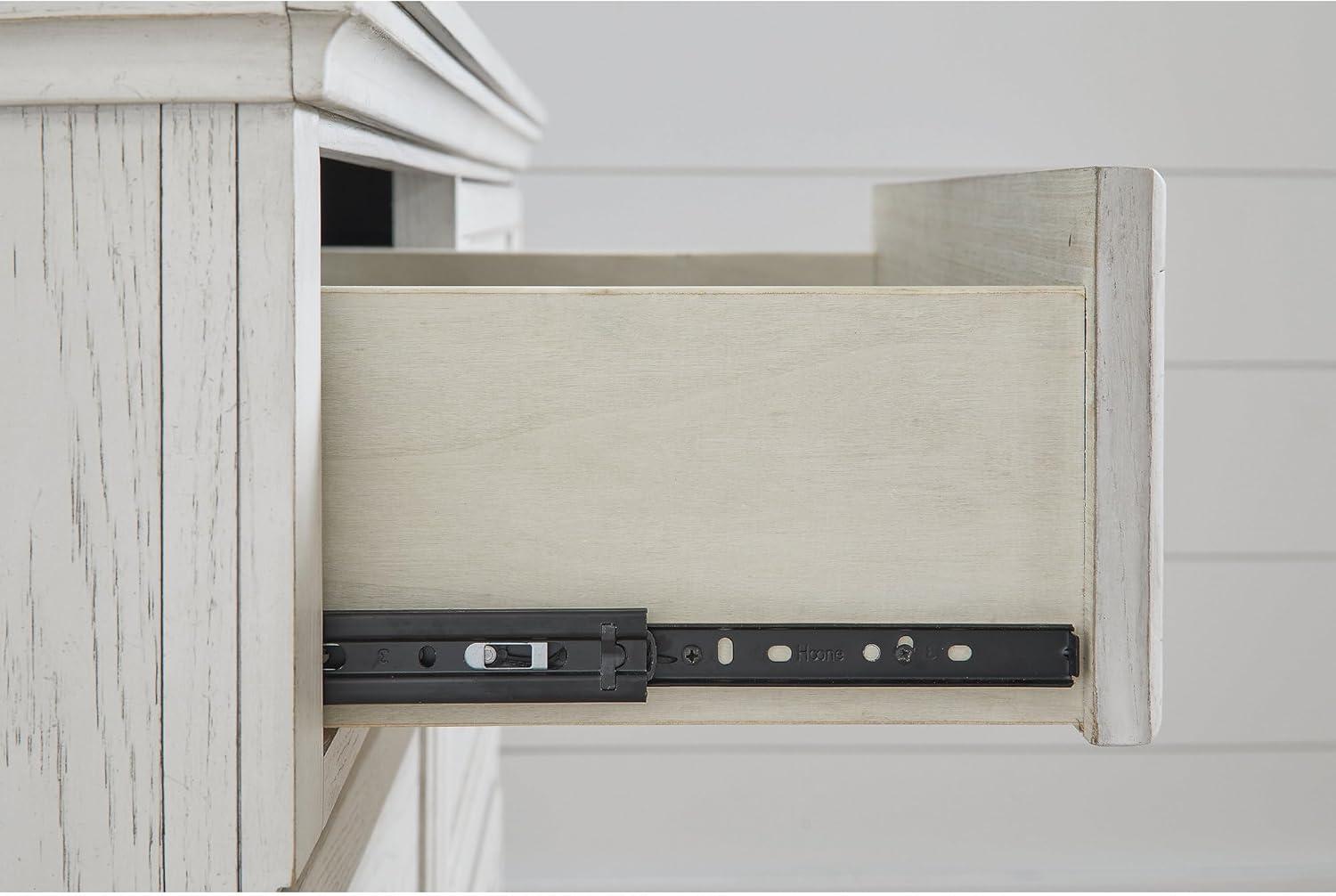 imageSignature Design by Ashley Porter Traditional SmoothGliding 7Drawer Dresser and Mirror with Safety Stop FeltLined Top Drawers and PullOut Tray Dark BrownWhitewash