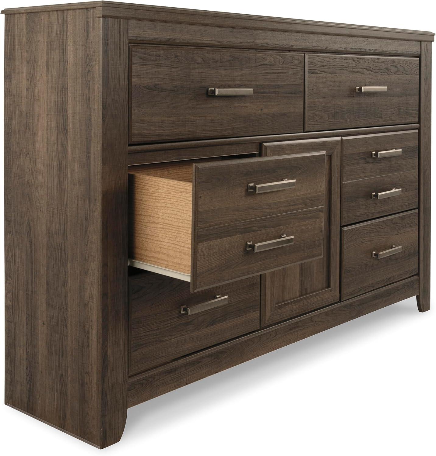 imageSignature Design by Ashley Porter Traditional SmoothGliding 7Drawer Dresser and Mirror with Safety Stop FeltLined Top Drawers and PullOut Tray Dark BrownNatural Brown