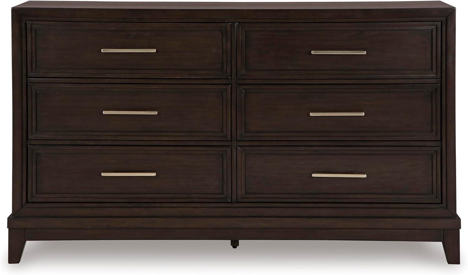 imageSignature Design by Ashley Porter Traditional SmoothGliding 7Drawer Dresser and Mirror with Safety Stop FeltLined Top Drawers and PullOut Tray Dark BrownDark Grayish Brown