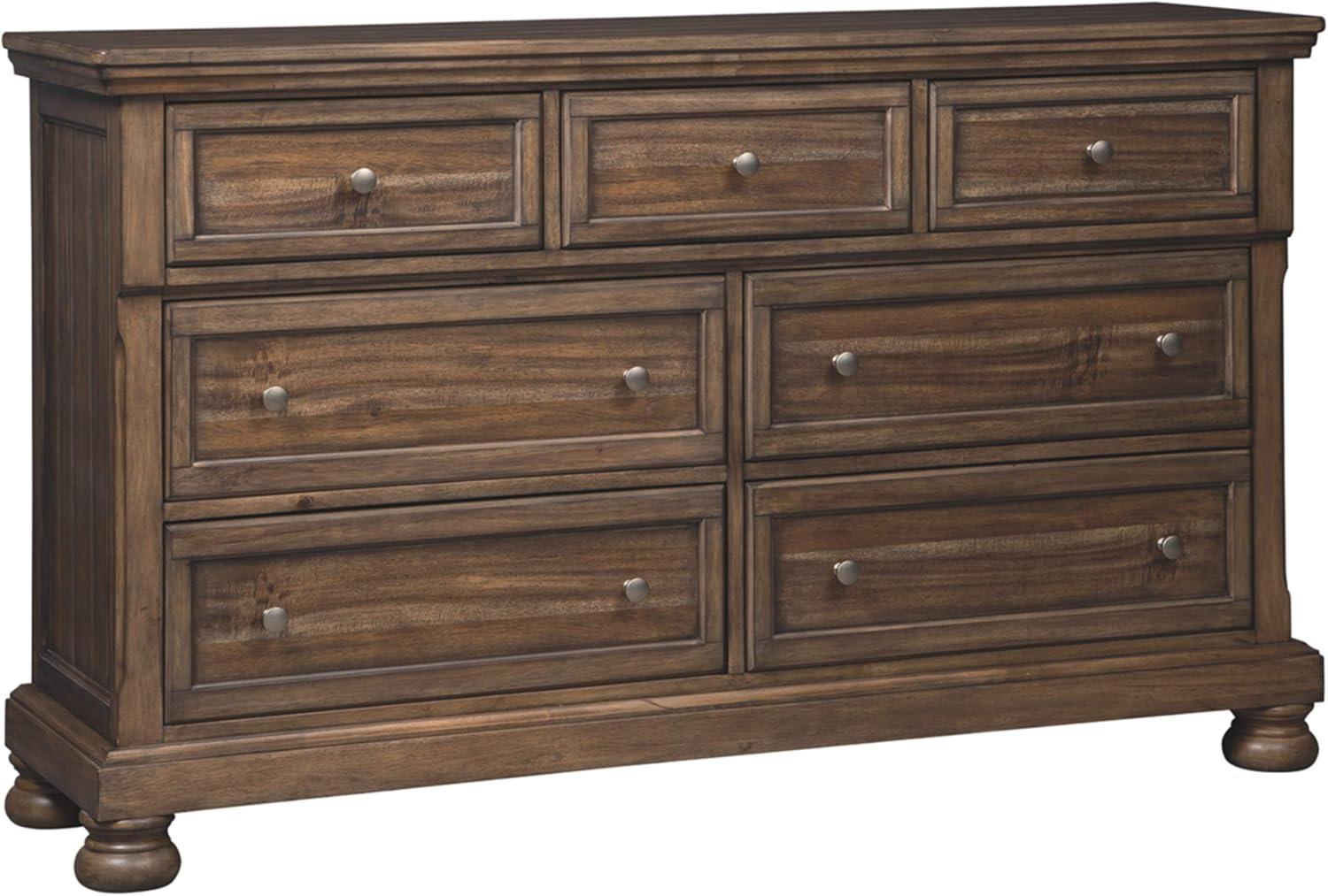 imageSignature Design by Ashley Porter Traditional SmoothGliding 7Drawer Dresser and Mirror with Safety Stop FeltLined Top Drawers and PullOut Tray Dark BrownBrown