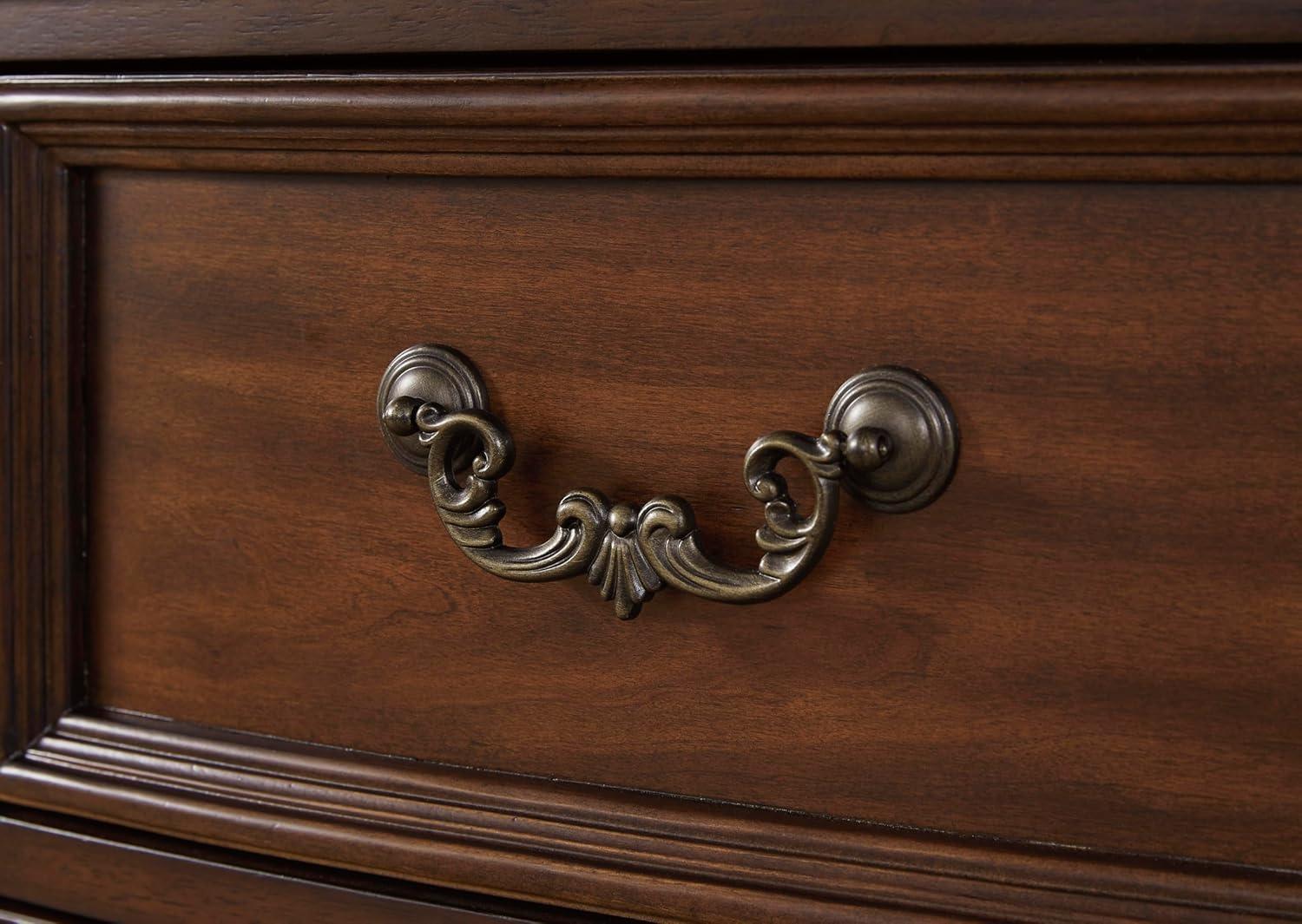 imageSignature Design by Ashley Porter Traditional SmoothGliding 7Drawer Dresser and Mirror with Safety Stop FeltLined Top Drawers and PullOut Tray Dark BrownBrown