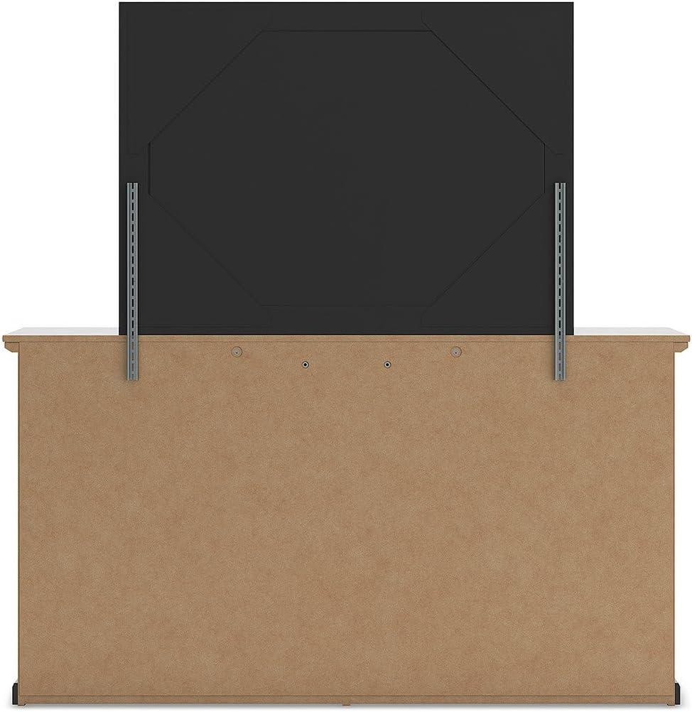 imageSignature Design by Ashley Porter Traditional SmoothGliding 7Drawer Dresser and Mirror with Safety Stop FeltLined Top Drawers and PullOut Tray Dark BrownBlack