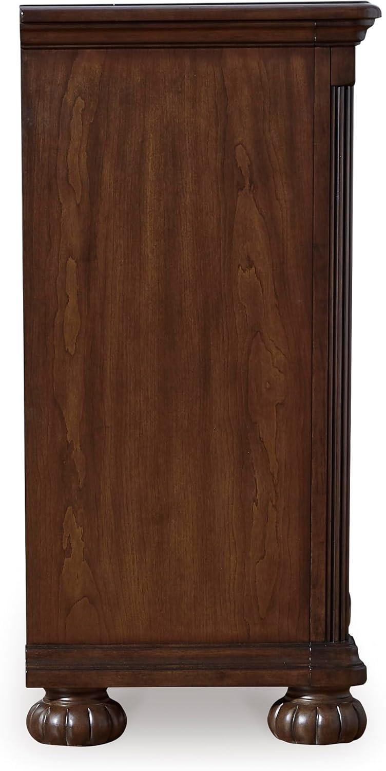 imageSignature Design by Ashley Porter Traditional SmoothGliding 7Drawer Dresser and Mirror with Safety Stop FeltLined Top Drawers and PullOut Tray Dark BrownBrown