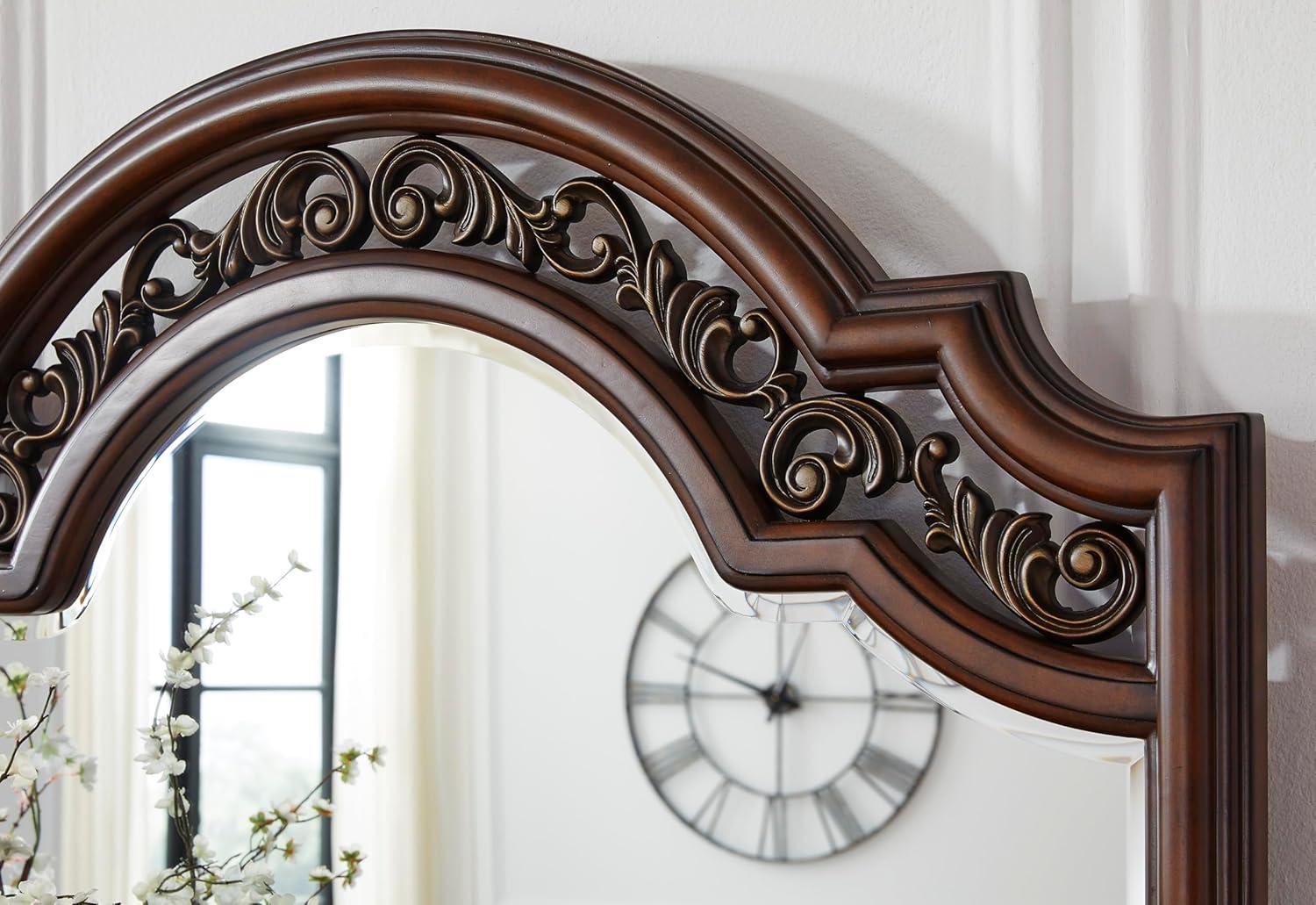 imageSignature Design by Ashley Porter Traditional SmoothGliding 7Drawer Dresser and Mirror with Safety Stop FeltLined Top Drawers and PullOut Tray Dark BrownBrown