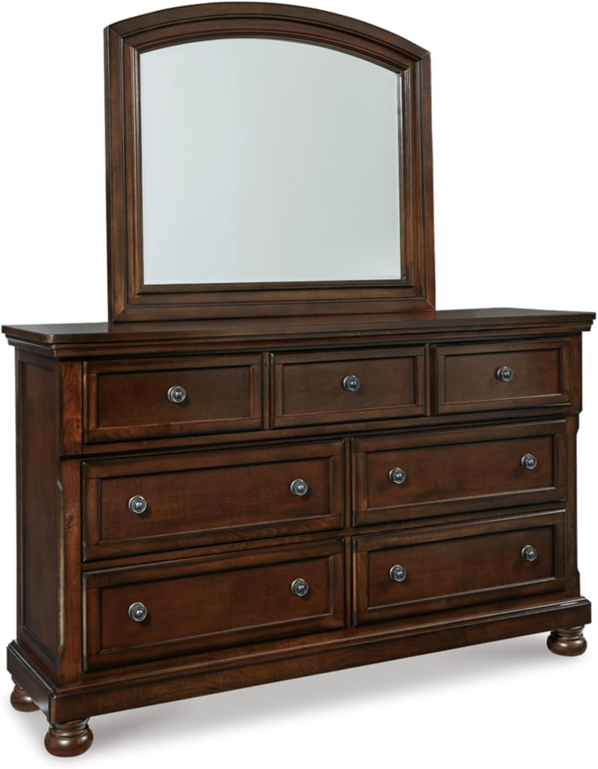 imageSignature Design by Ashley Porter Traditional SmoothGliding 7Drawer Dresser and Mirror with Safety Stop FeltLined Top Drawers and PullOut Tray Dark BrownDark Brown