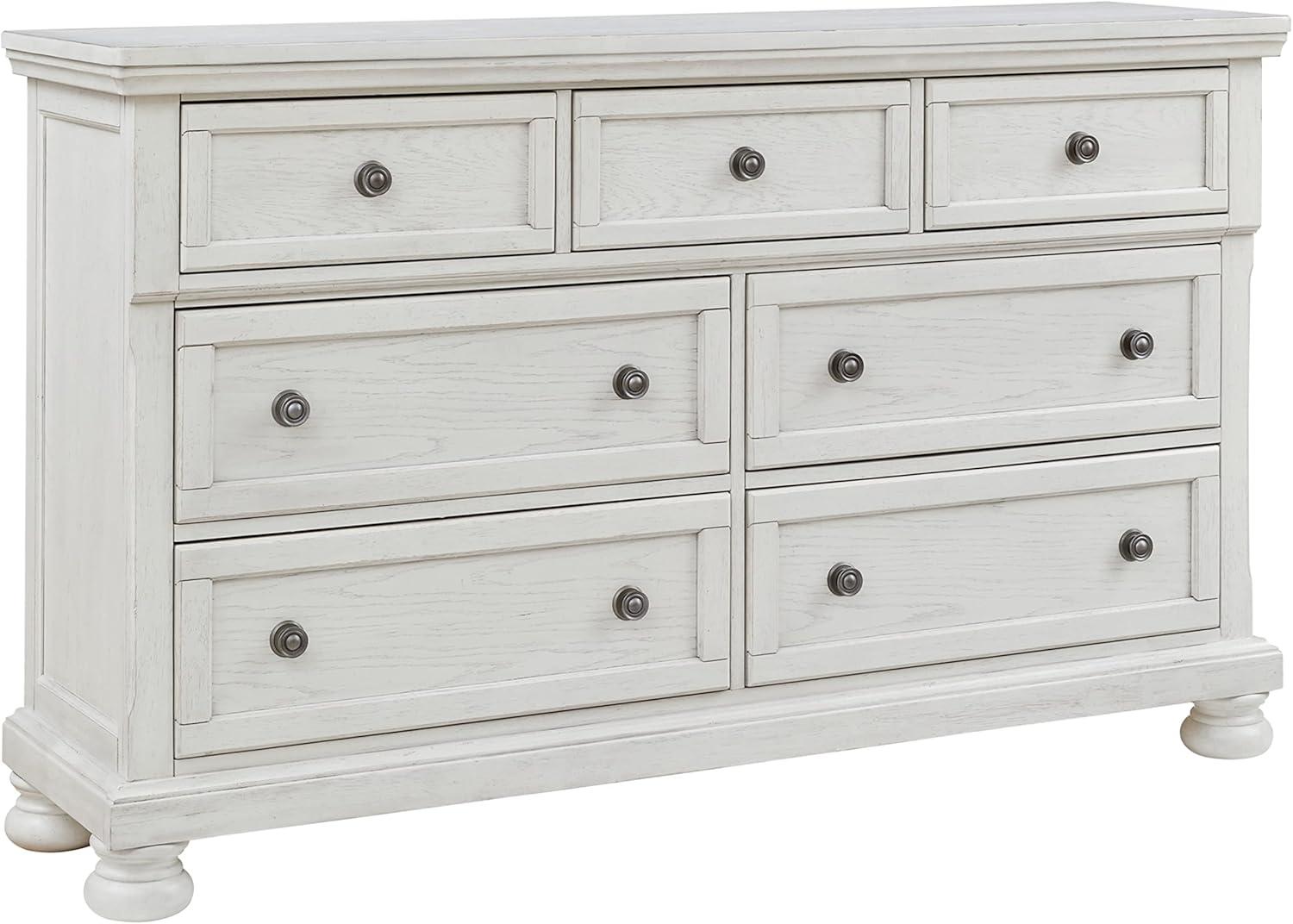imageSignature Design by Ashley Porter Traditional SmoothGliding 7Drawer Dresser and Mirror with Safety Stop FeltLined Top Drawers and PullOut Tray Dark BrownWhite
