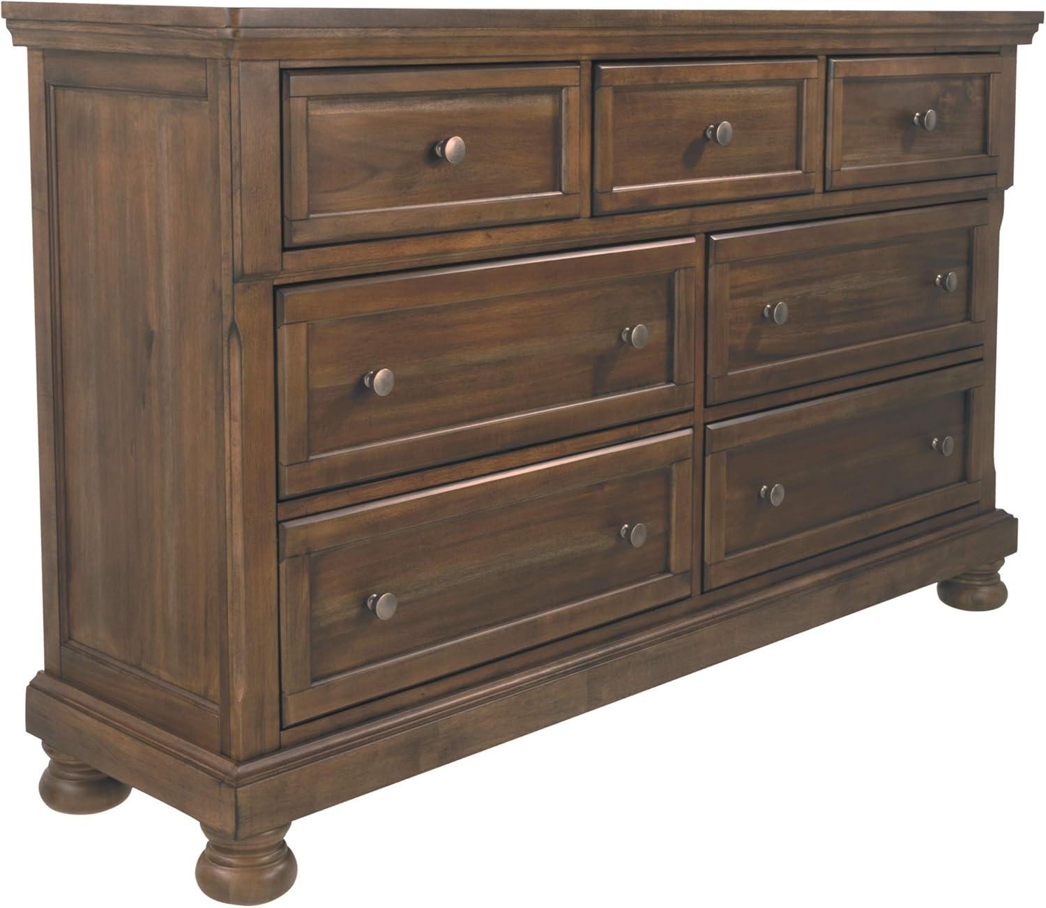 imageSignature Design by Ashley Porter Traditional SmoothGliding 7Drawer Dresser and Mirror with Safety Stop FeltLined Top Drawers and PullOut Tray Dark BrownBrown